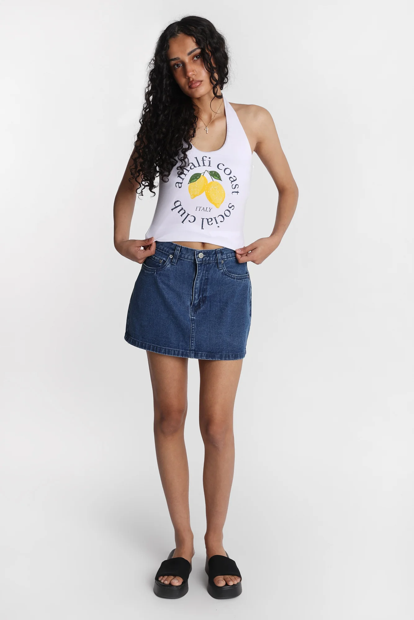Mini-jupe en denim taille haute - Image 8
