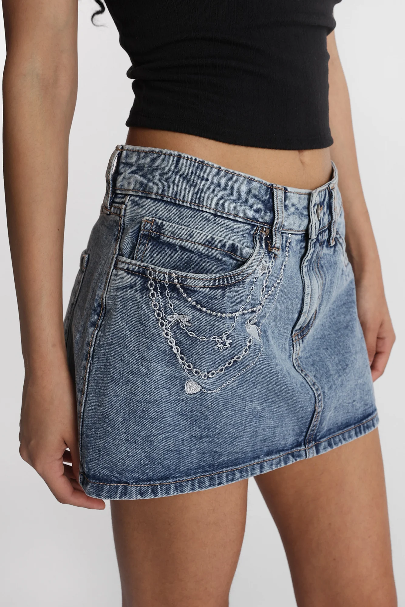 Low Rise Denim Skort - Image 6