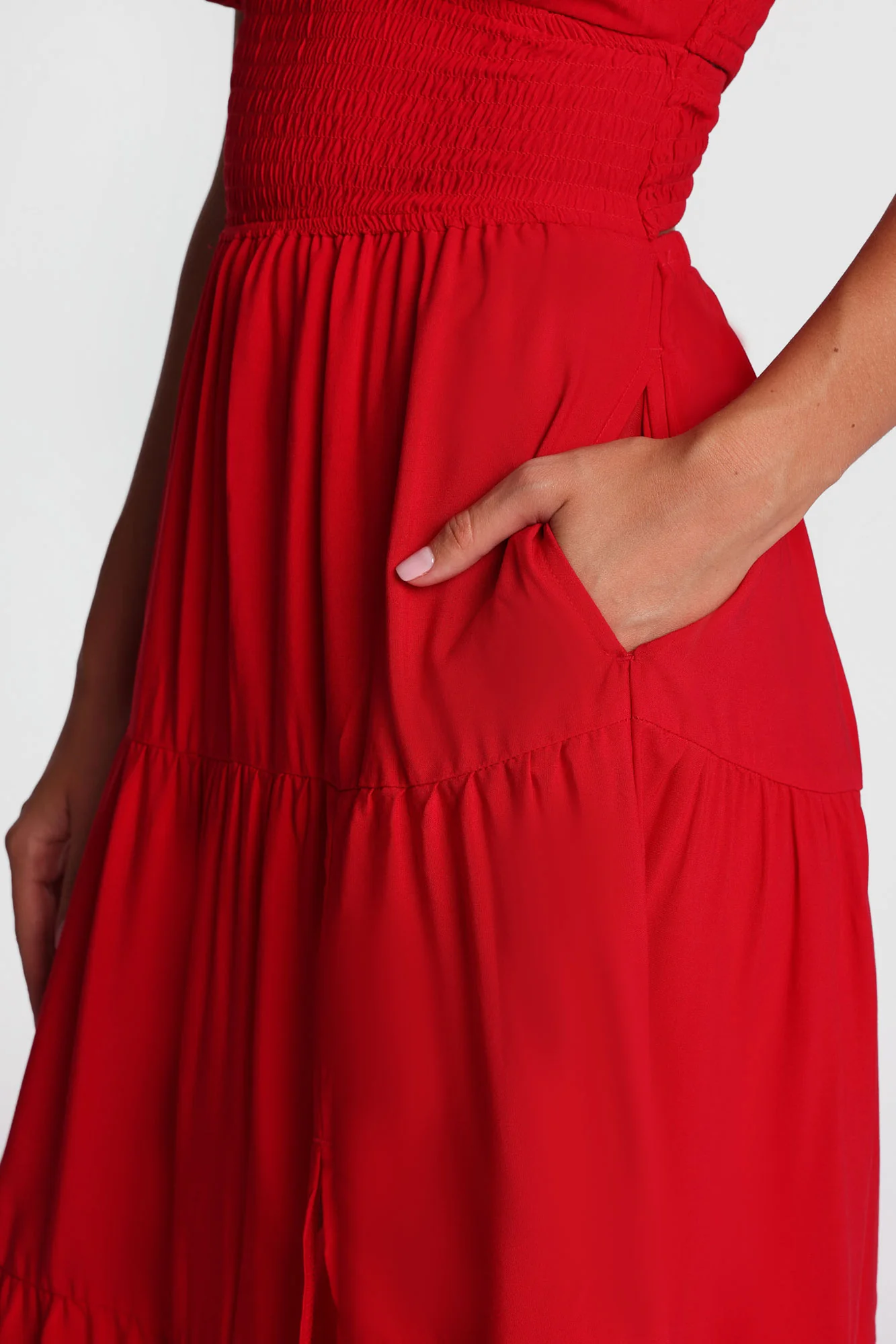 Robe maxi dos croisé à taille smockée - Image 11