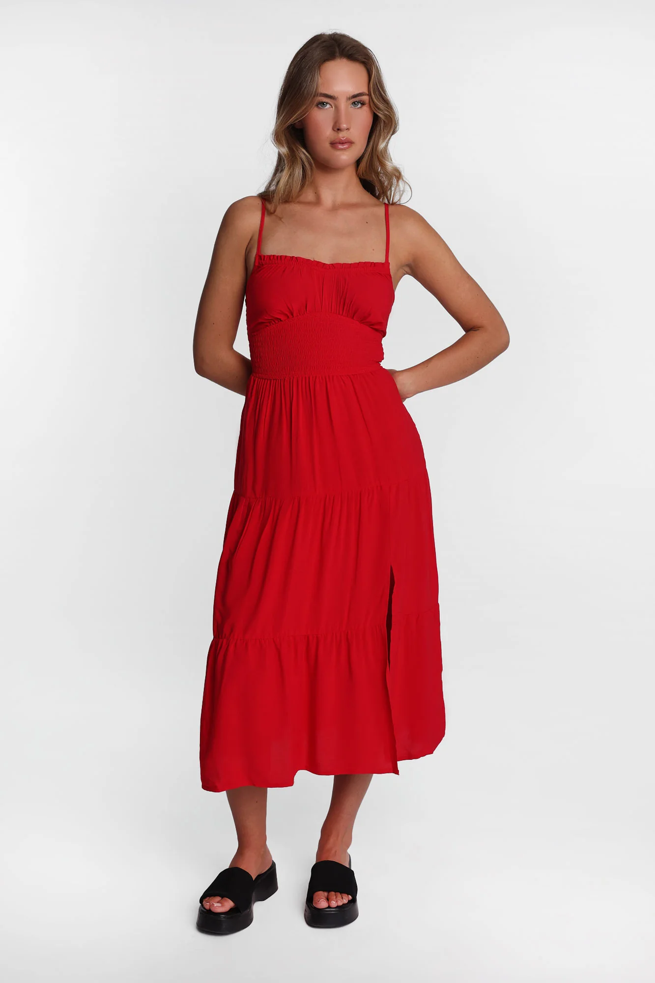 Robe maxi dos croisé à taille smockée - Image 7