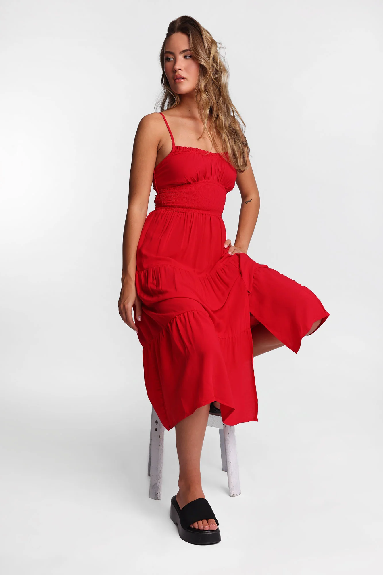 Smocked Waist Cross-Back Maxi Dress - Image 12
