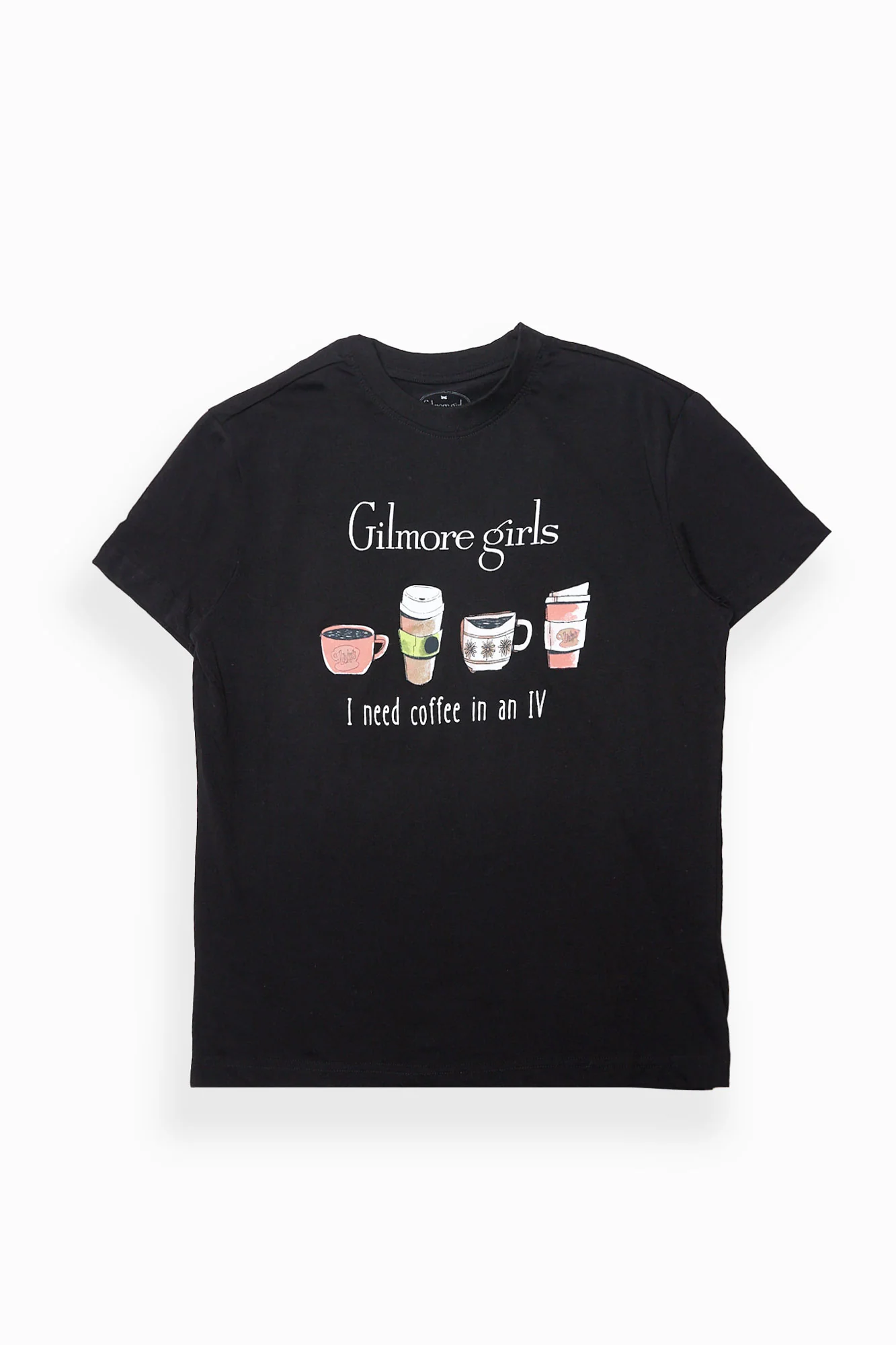T-shirt coupe boyfriend imprimé Gilmore Girls I Need Coffee In An IV