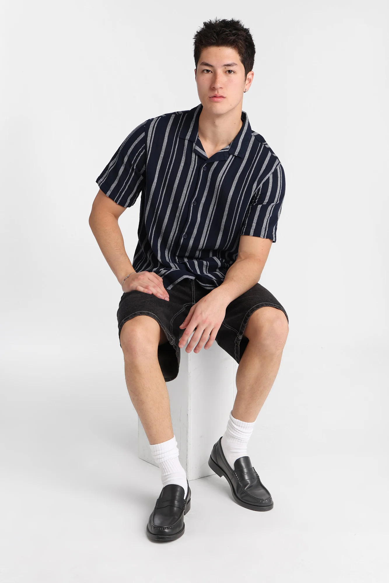 Striped Cotton Gauze Button-Up Shirt - Image 13