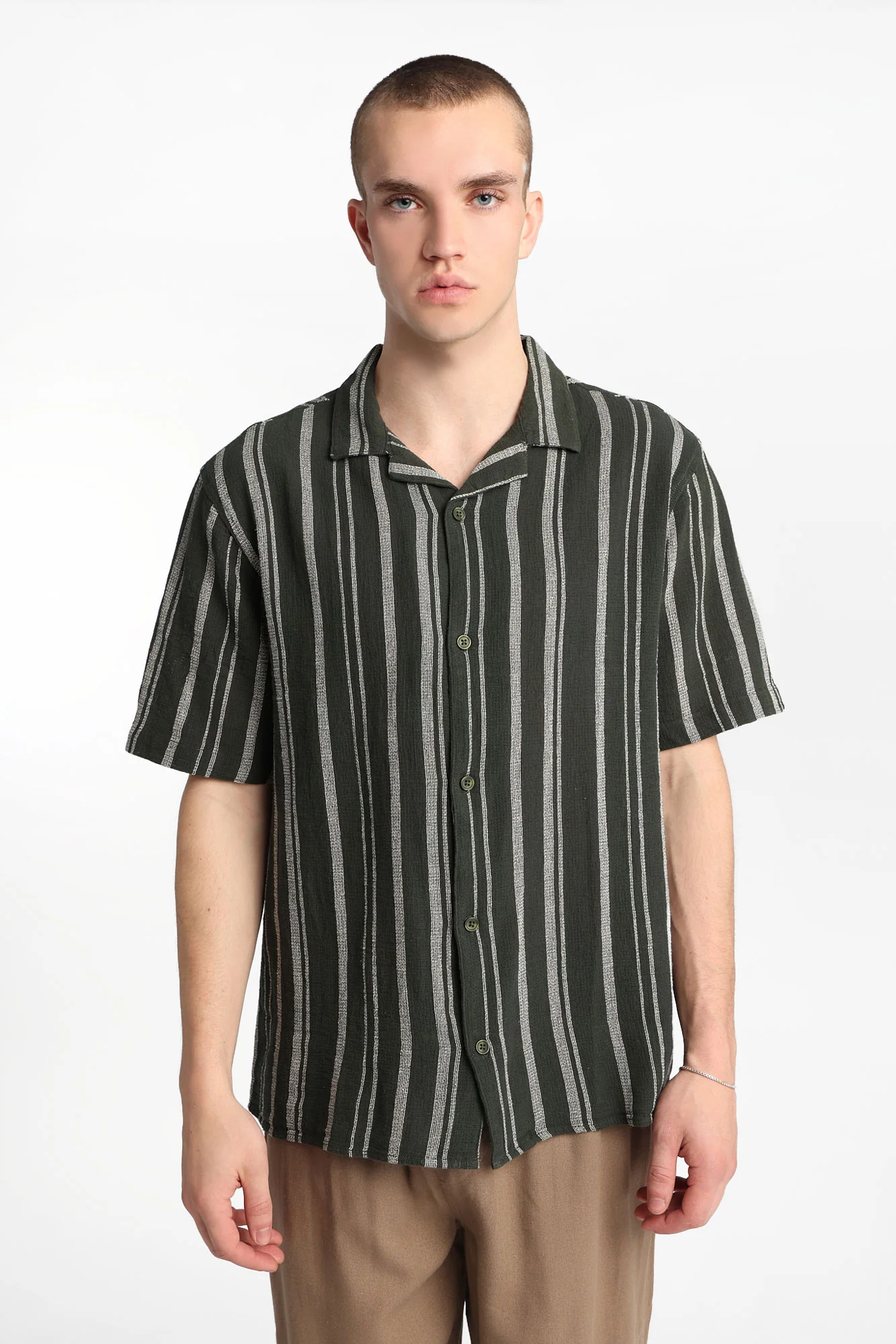 Striped Cotton Gauze Button-Up Shirt - Image 6