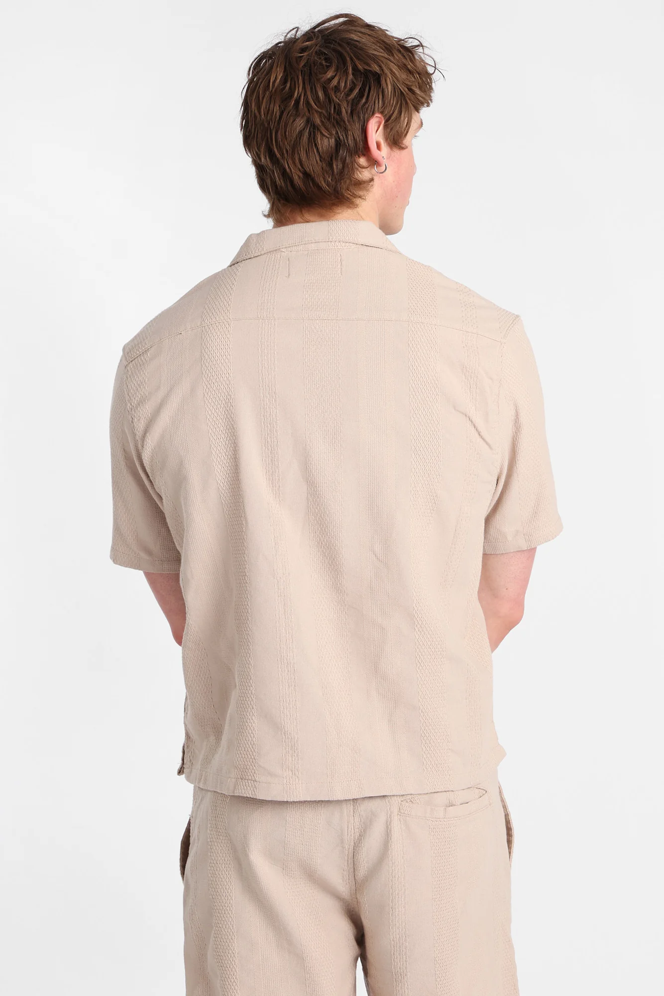 Textured Striped Button-Up Shirt - Image 11