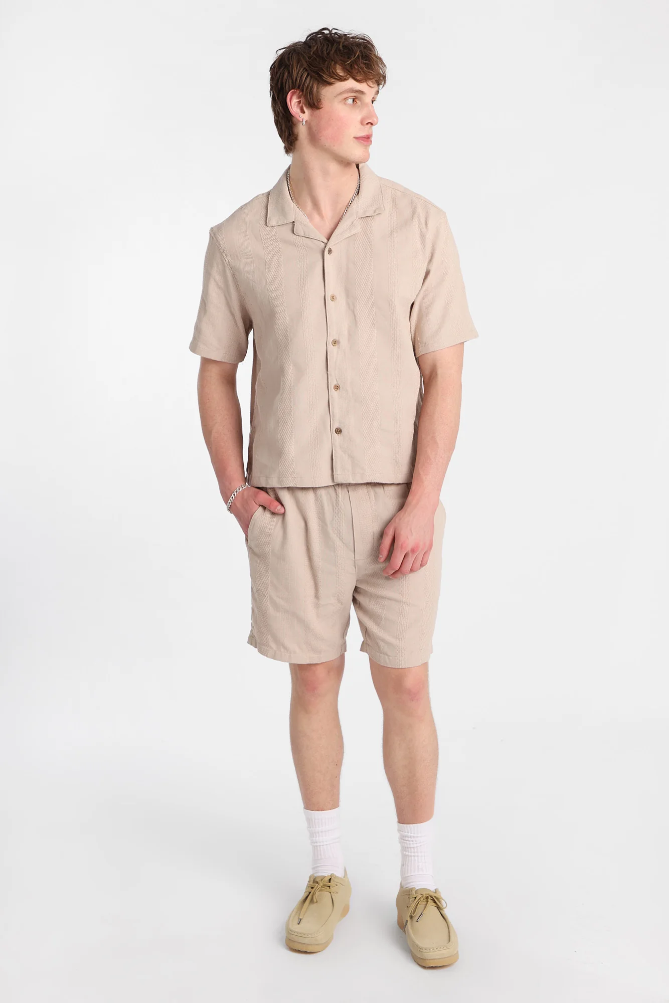 Textured Striped Button-Up Shirt - Image 12