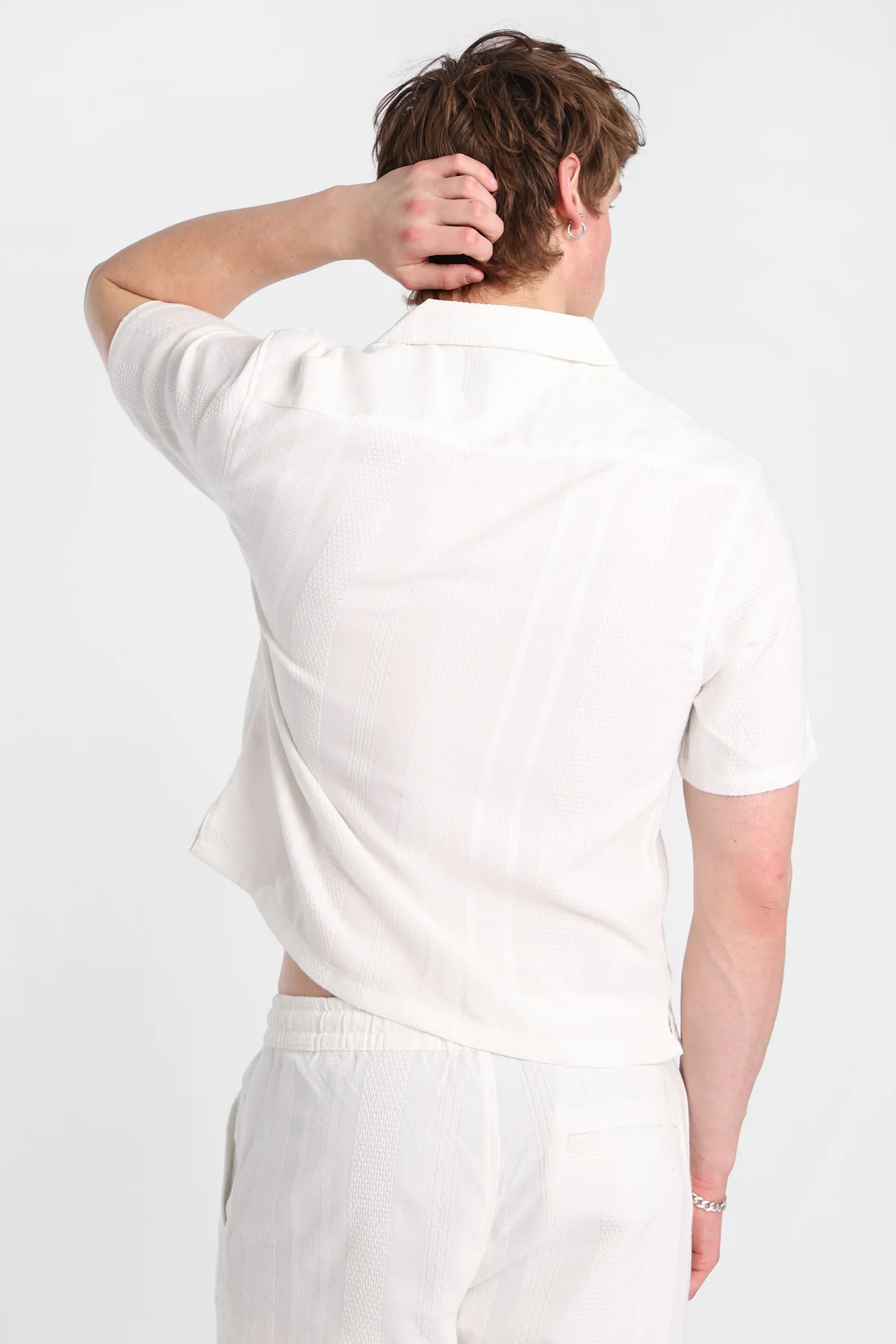 Textured Striped Button-Up Shirt - Image 7