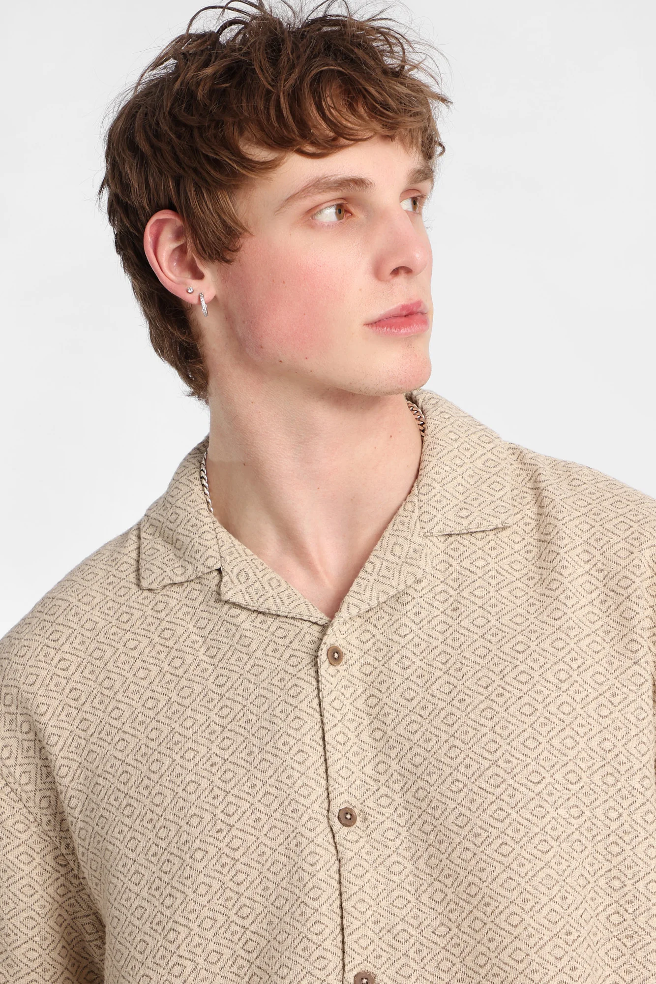 Chemise boutonnée texturée à motif géométrique - Image 2