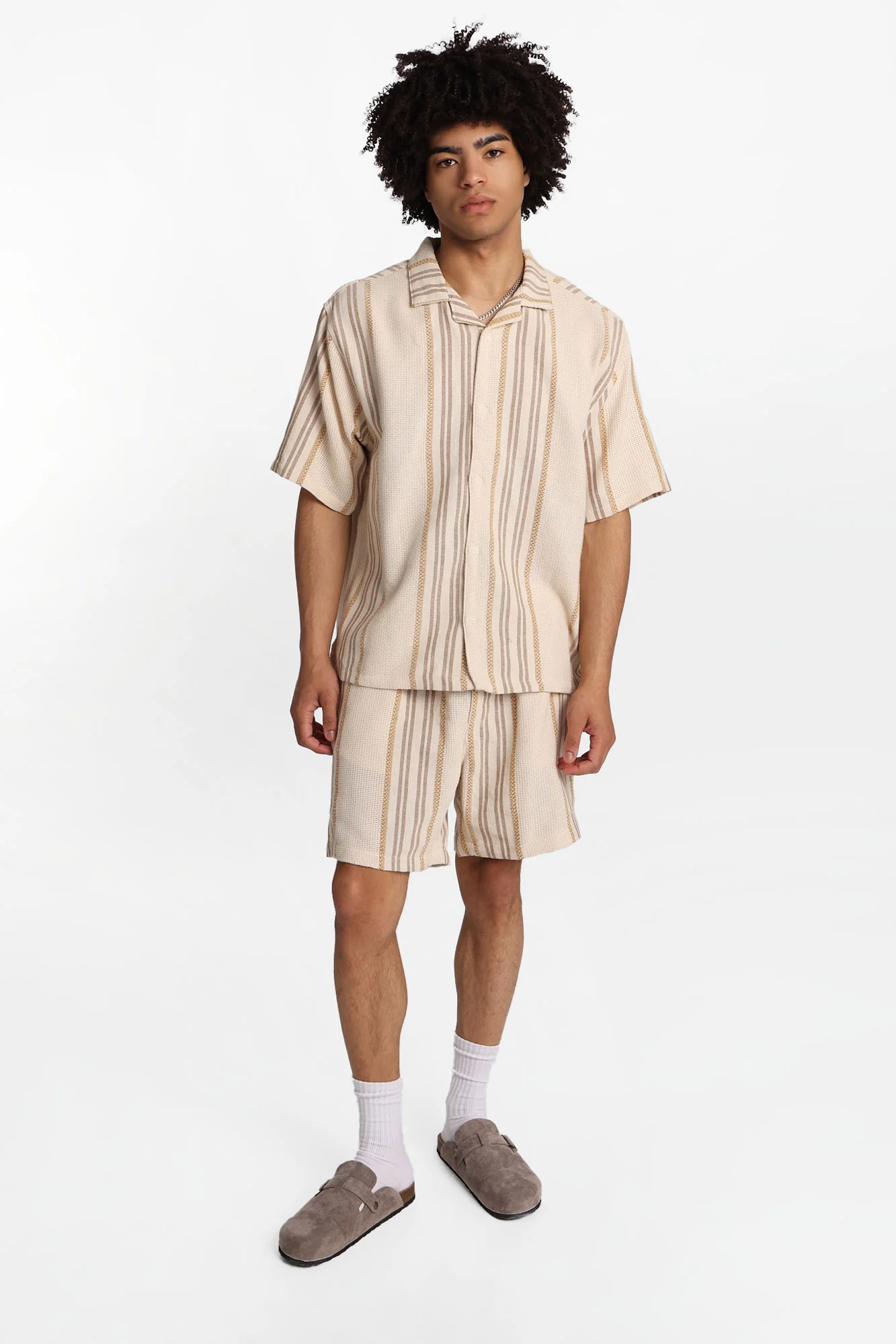 Textured Multi-Colour Striped Button-Up Shirt - Image 4