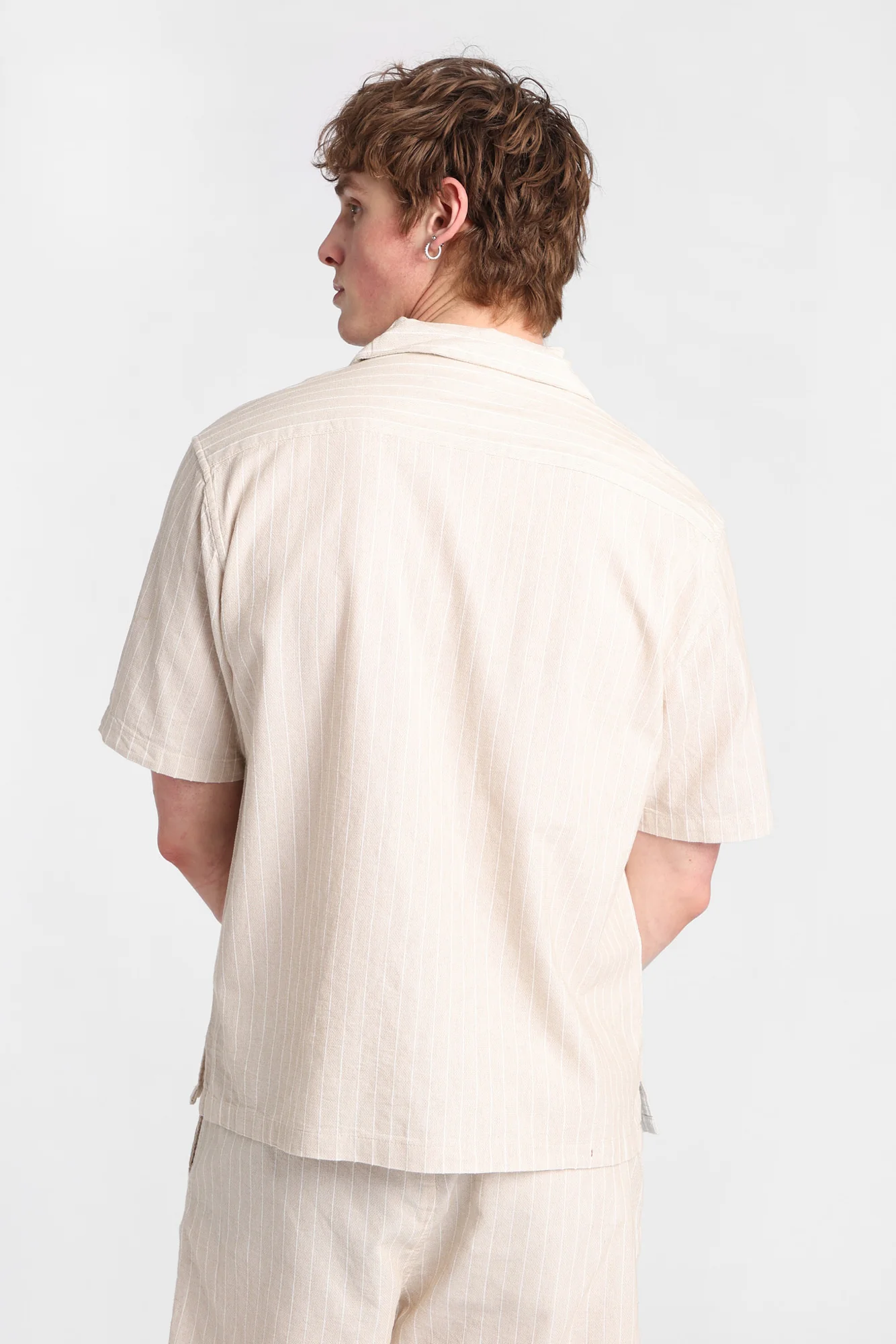 Textured Pinstriped Button-Up Shirt - Image 4