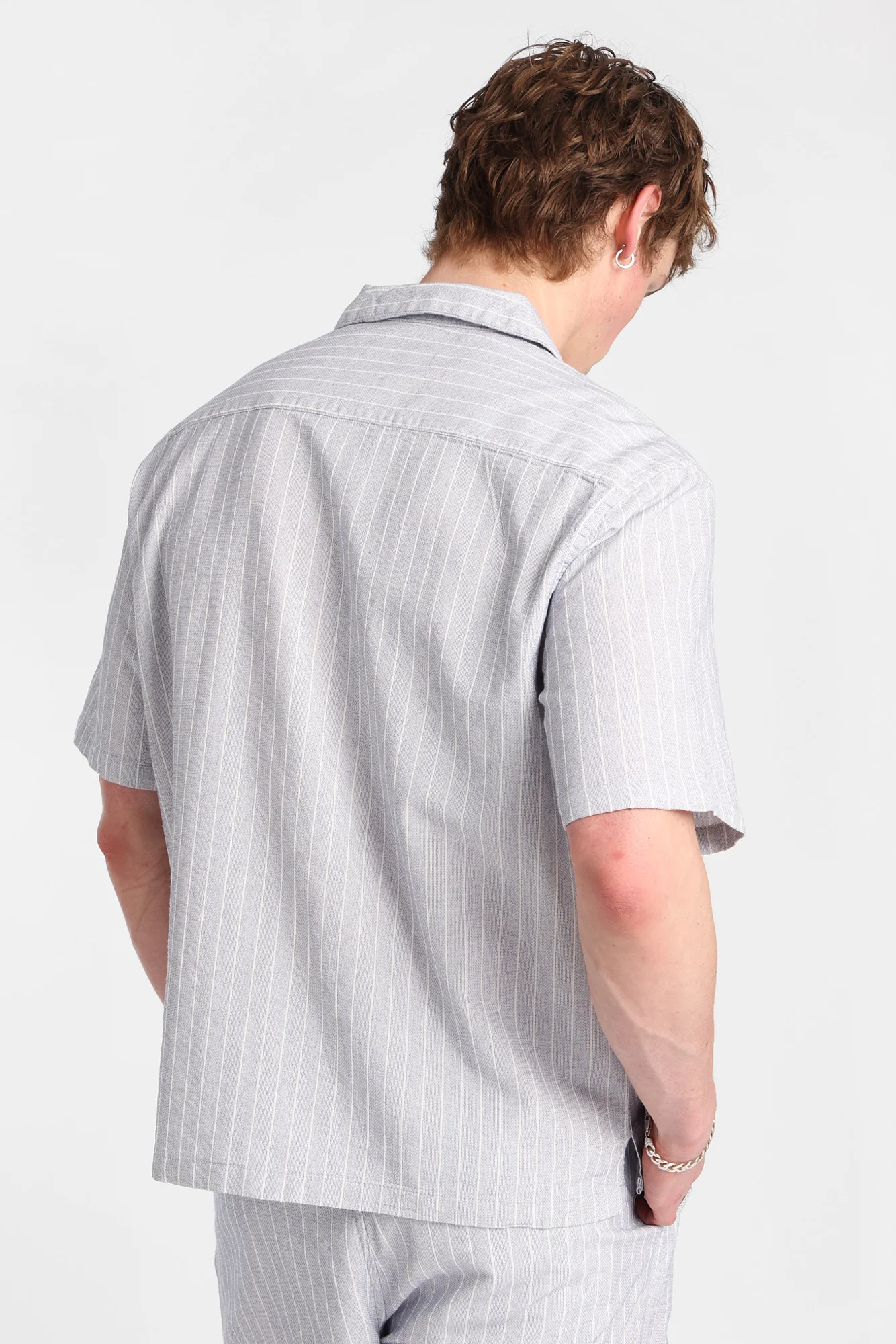 Textured Pinstriped Button-Up Shirt - Image 7