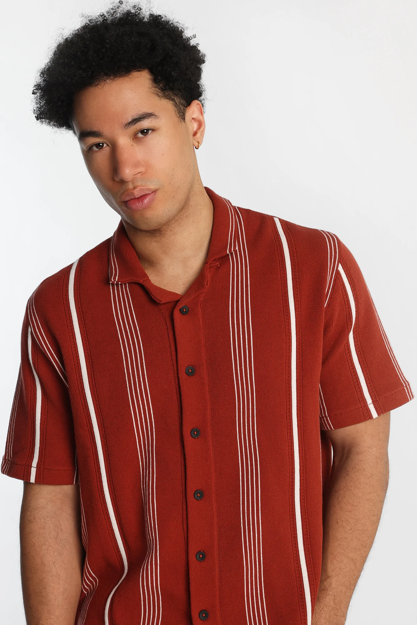 Striped Short Sleeve Button-Up Shirt - Image 3