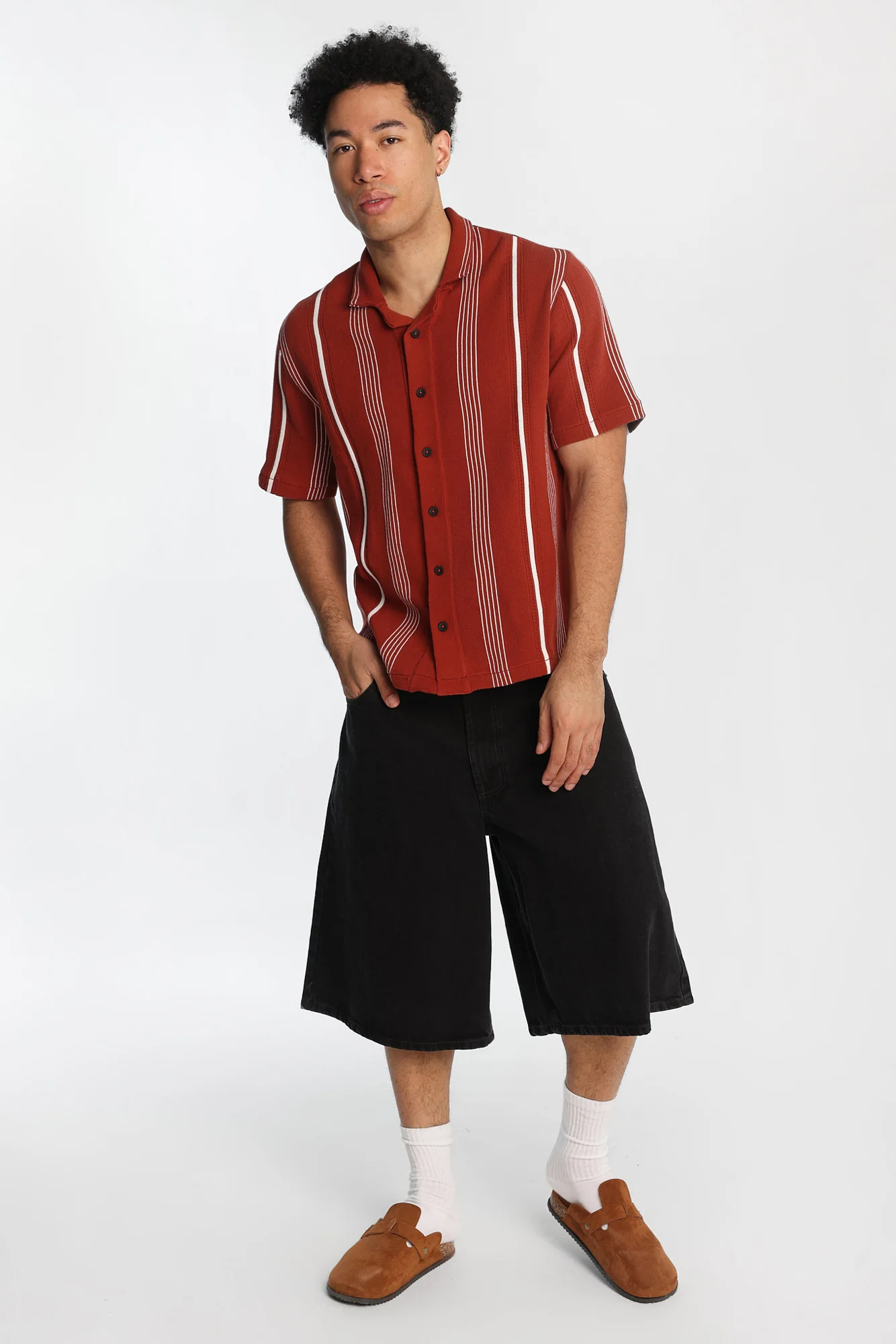 Striped Short Sleeve Button-Up Shirt - Image 5