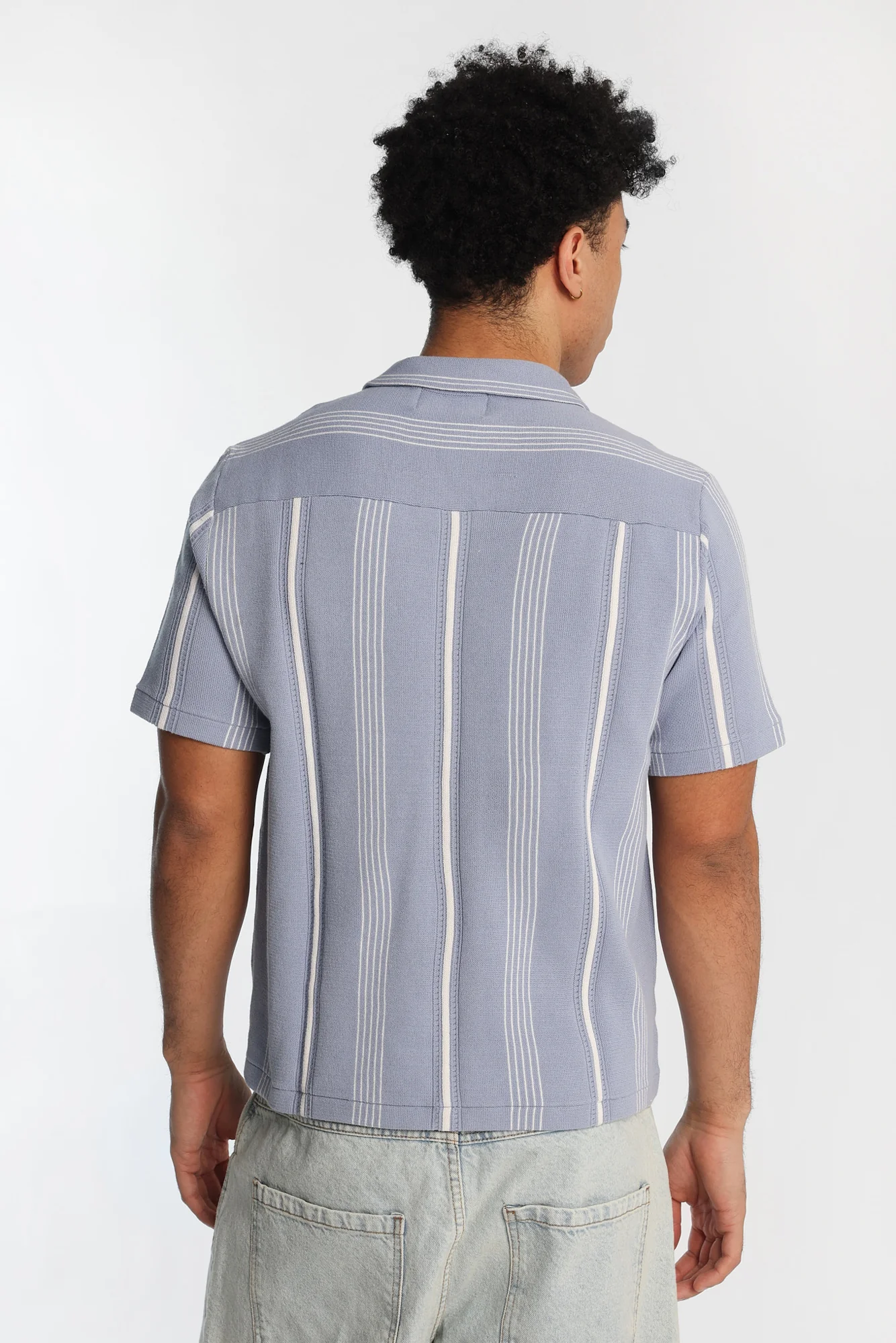 Striped Short Sleeve Button-Up Shirt - Image 7