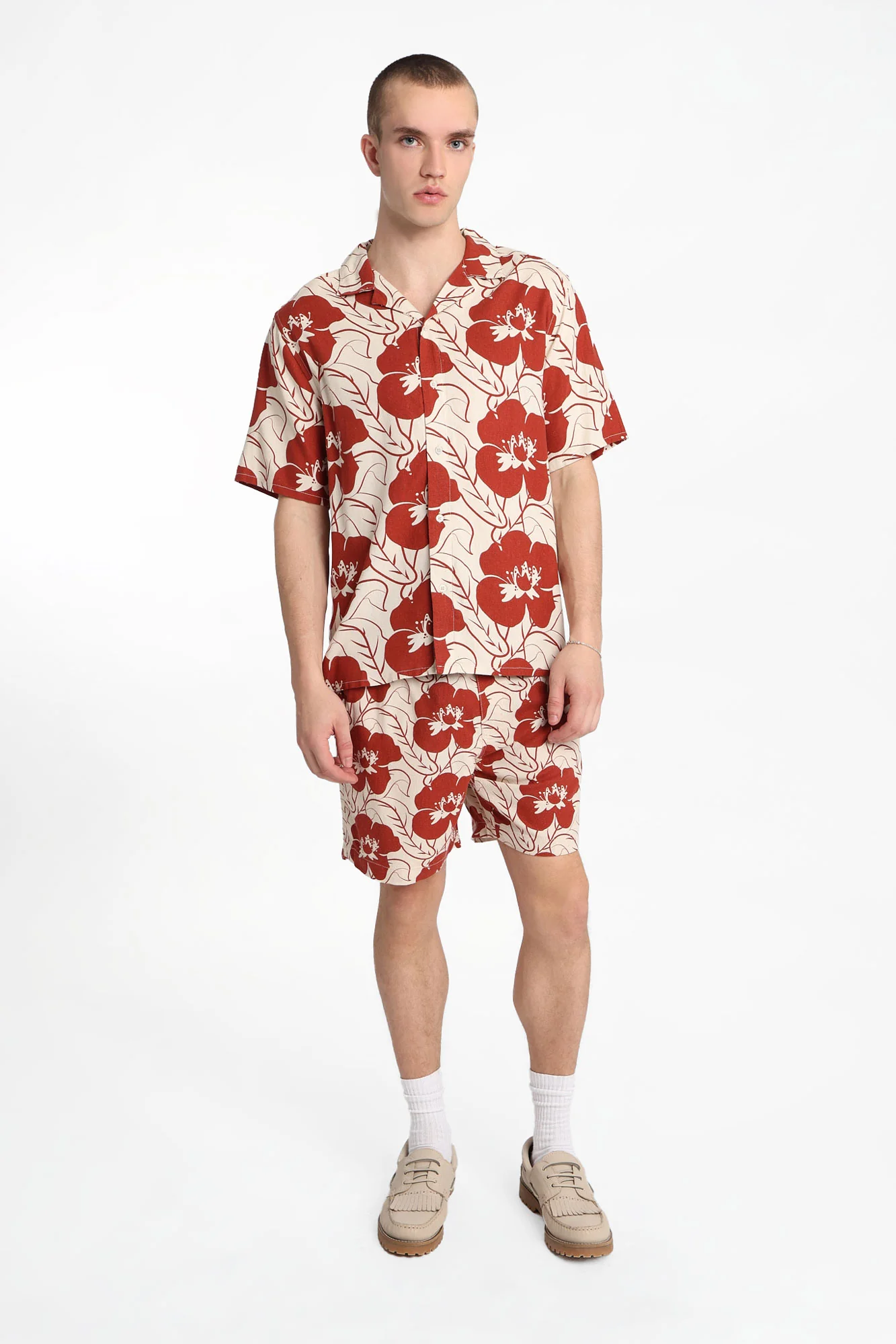 Linen-Blend Floral Button-Up Shirt - Image 8