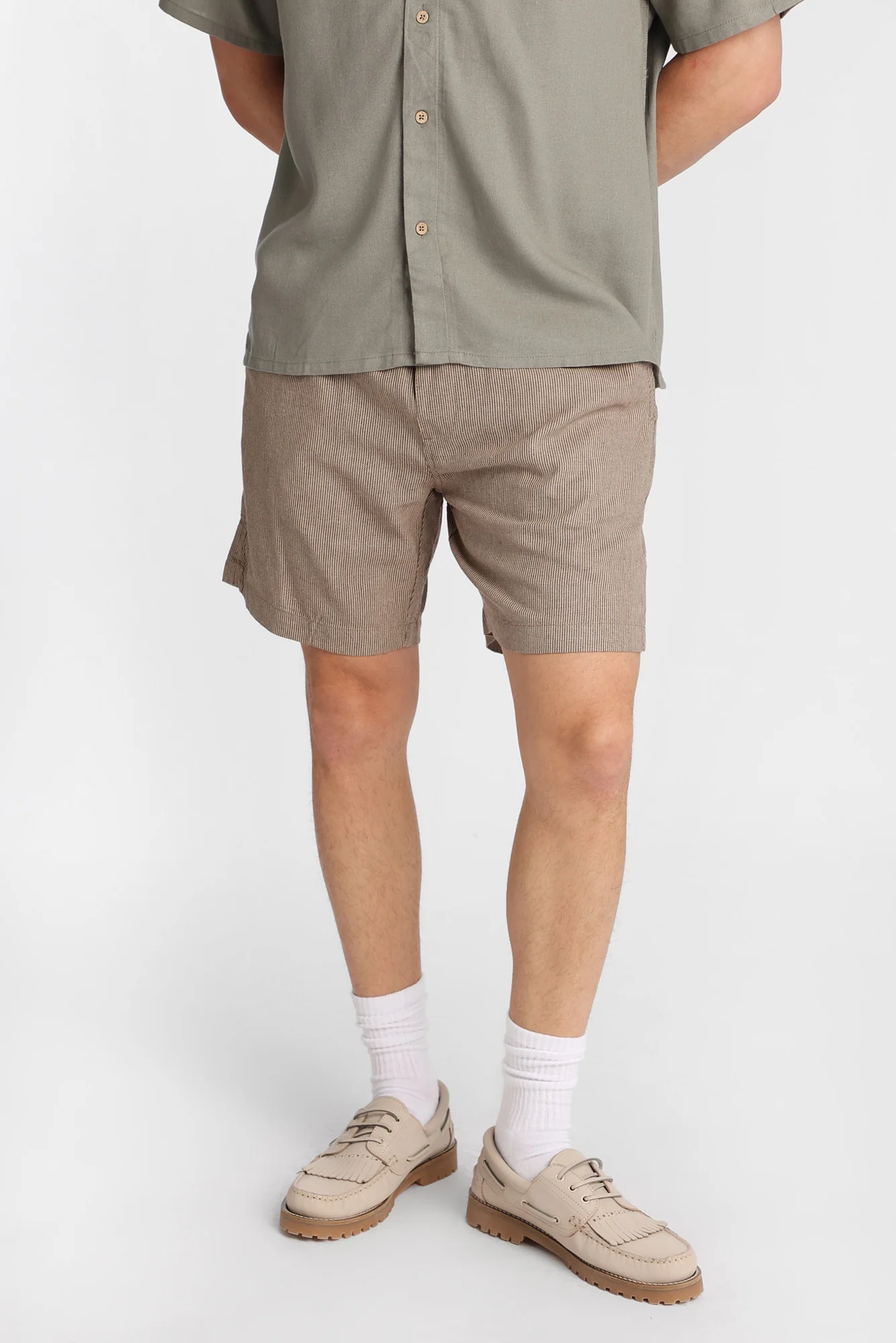 Linen-Blend Yarn-Dyed Striped Shorts 7" - Image 5