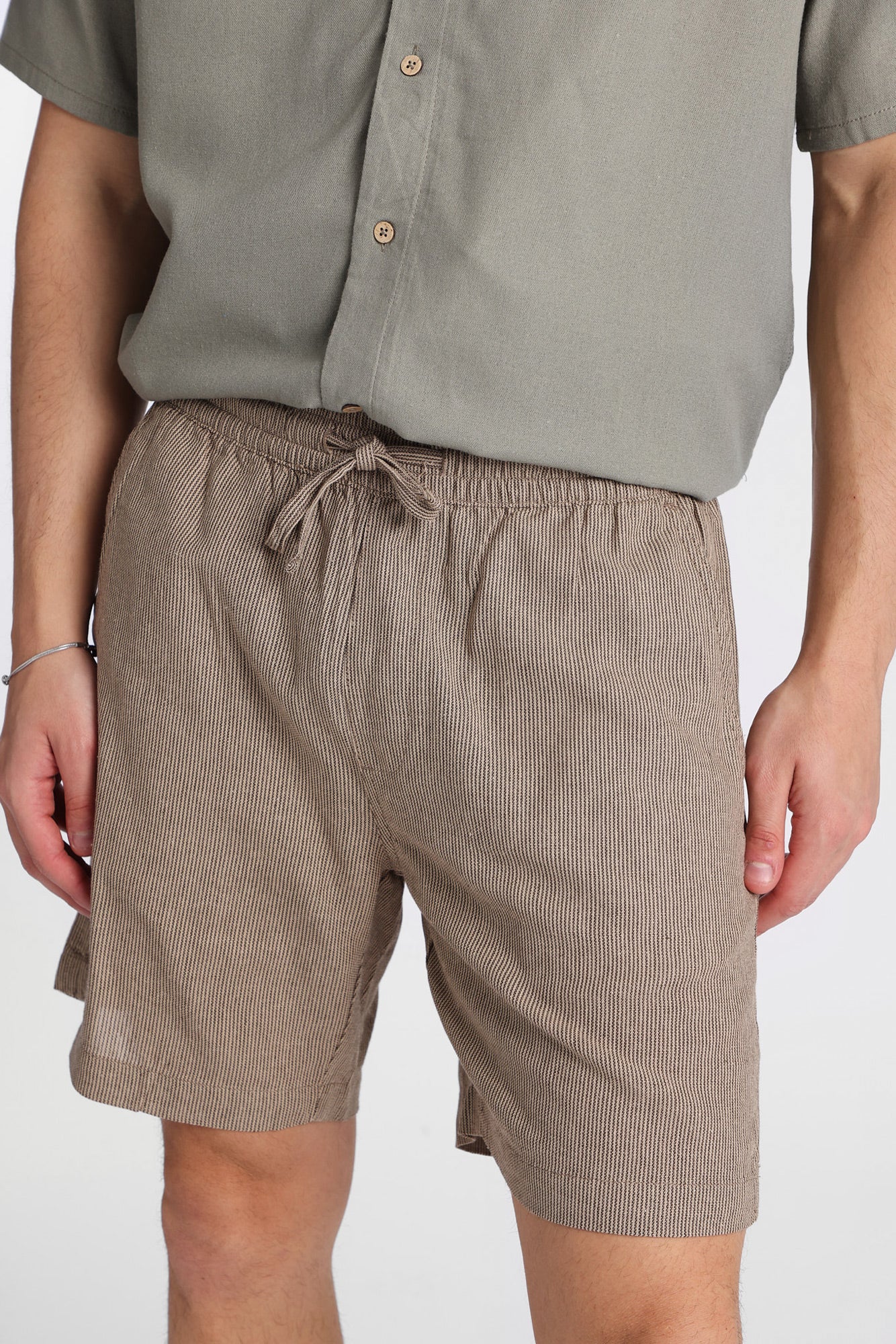Linen-Blend Yarn-Dyed Striped Shorts 7" - Image 6