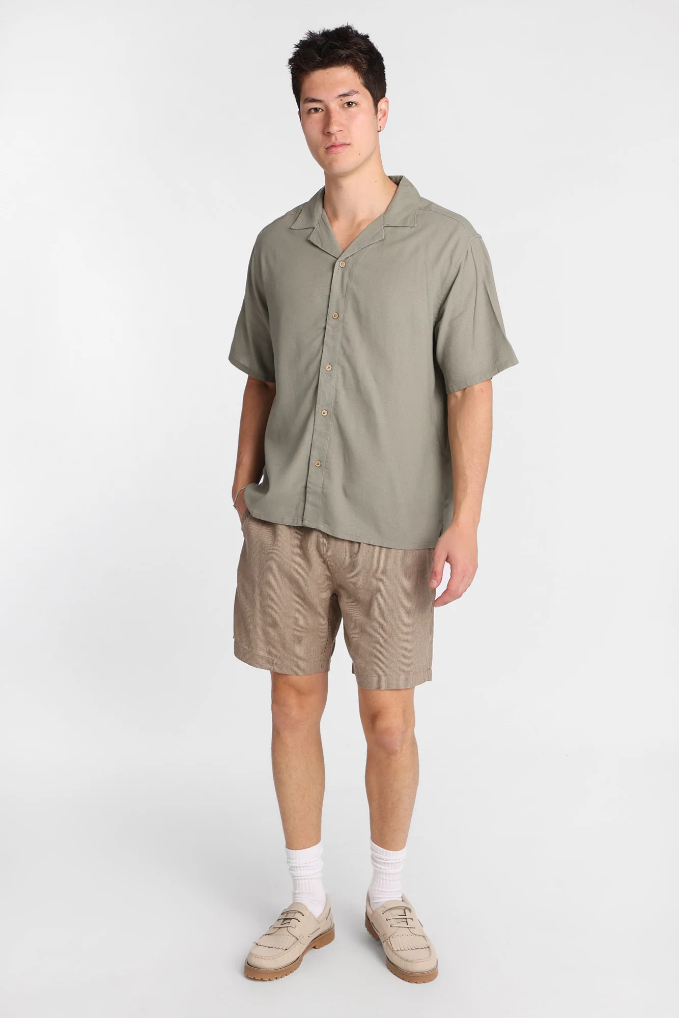 Linen-Blend Yarn-Dyed Striped Shorts 7" - Image 8