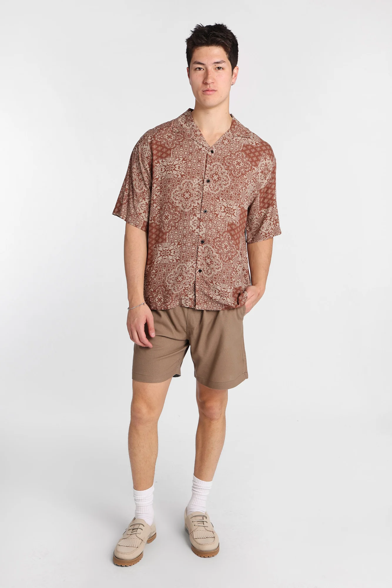 Bandana Print Short Sleeve Button-Up Shirt - Image 5