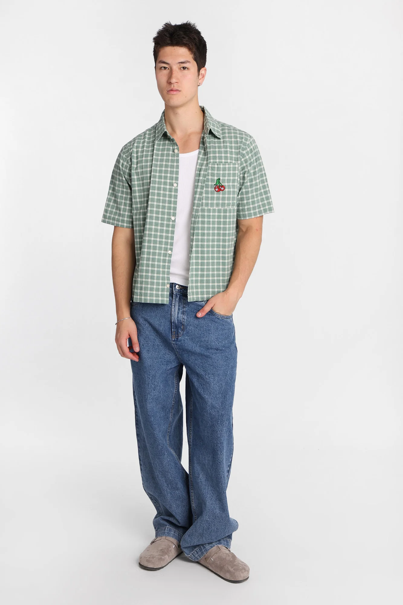 Chemise à carreaux brodé cerise - Image 4