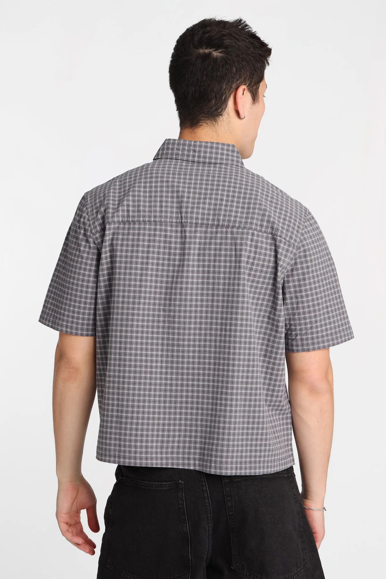 Skull Embroidered Plaid Button-Up Shirt - Image 3