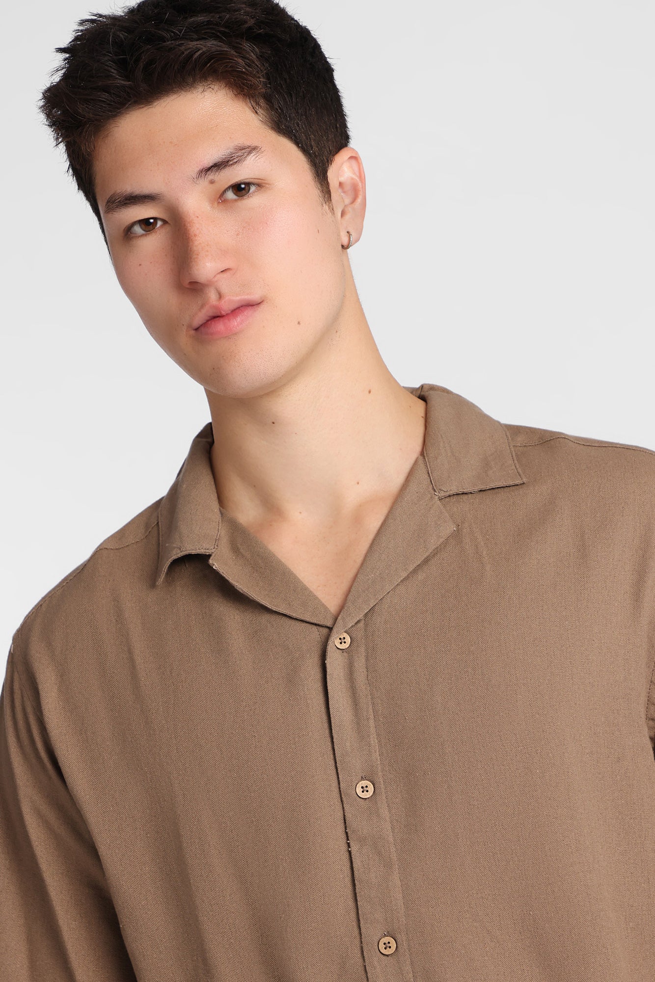 Linen-Blend Short Sleeve Button-Up Shirt - Image 6