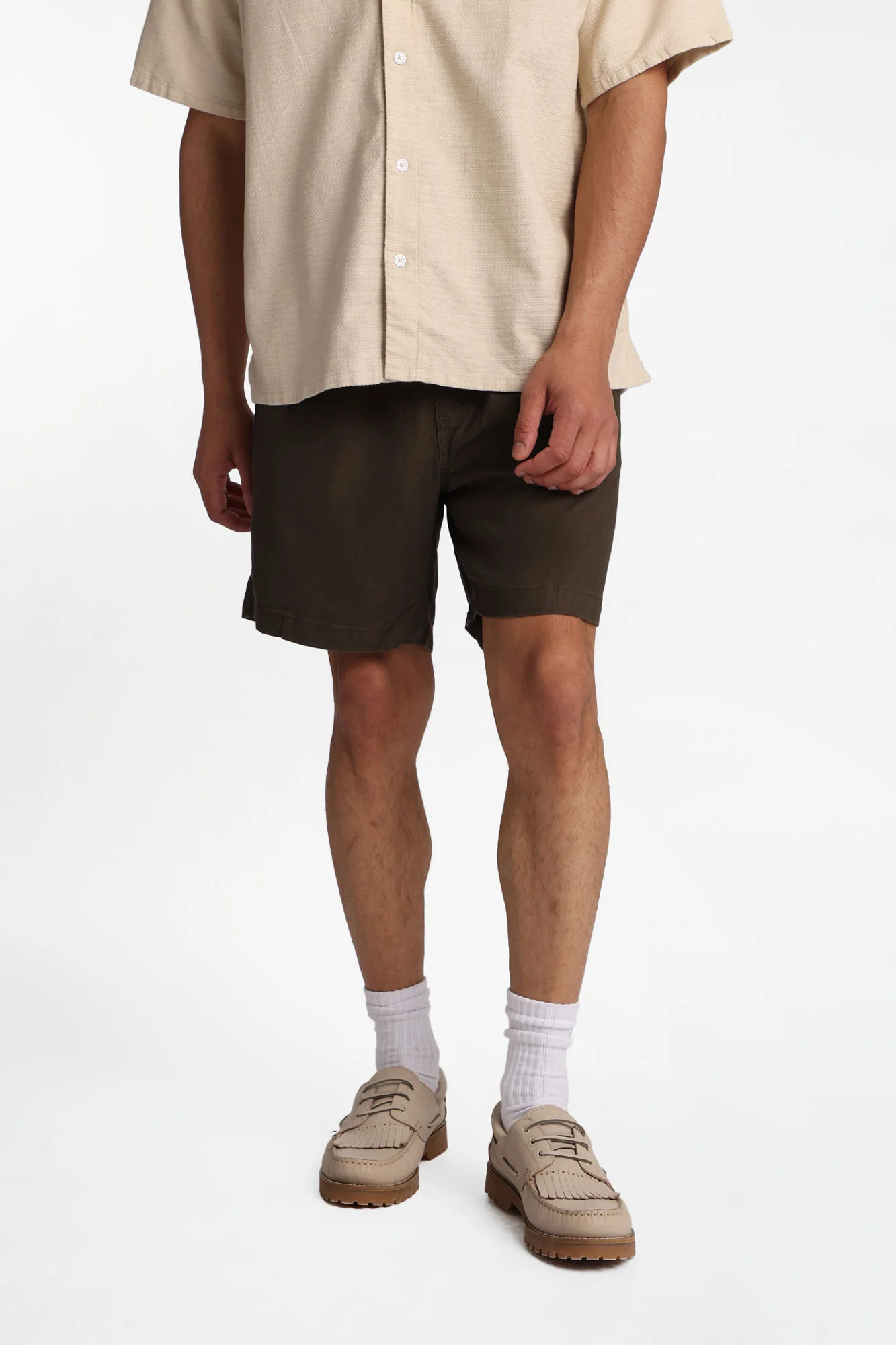 Linen-Blend Mélange Shorts