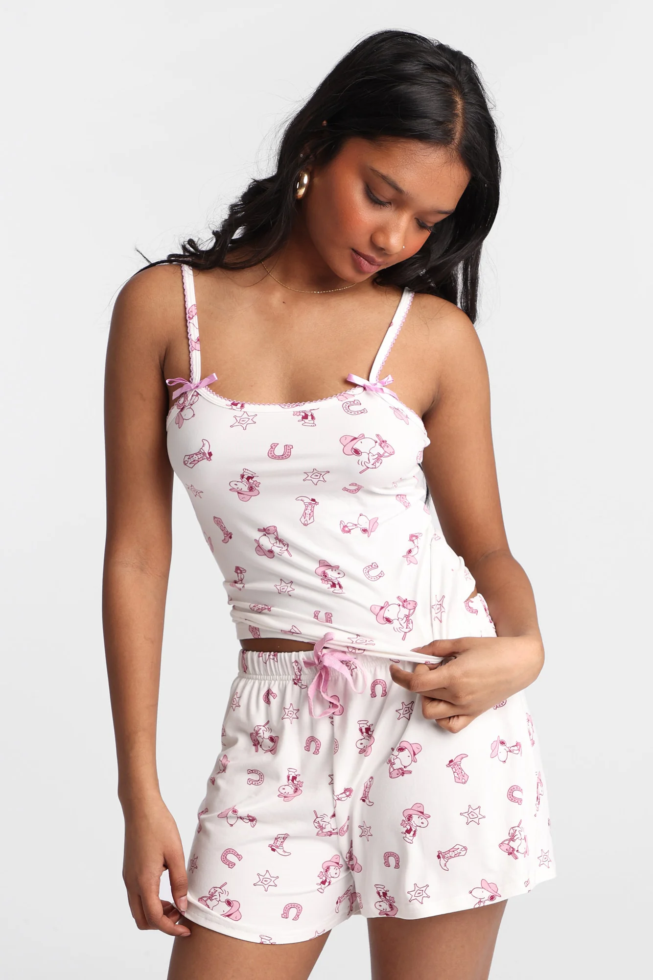 Ensemble camisole et short pyjama imprimé Peanuts Snoopy Western