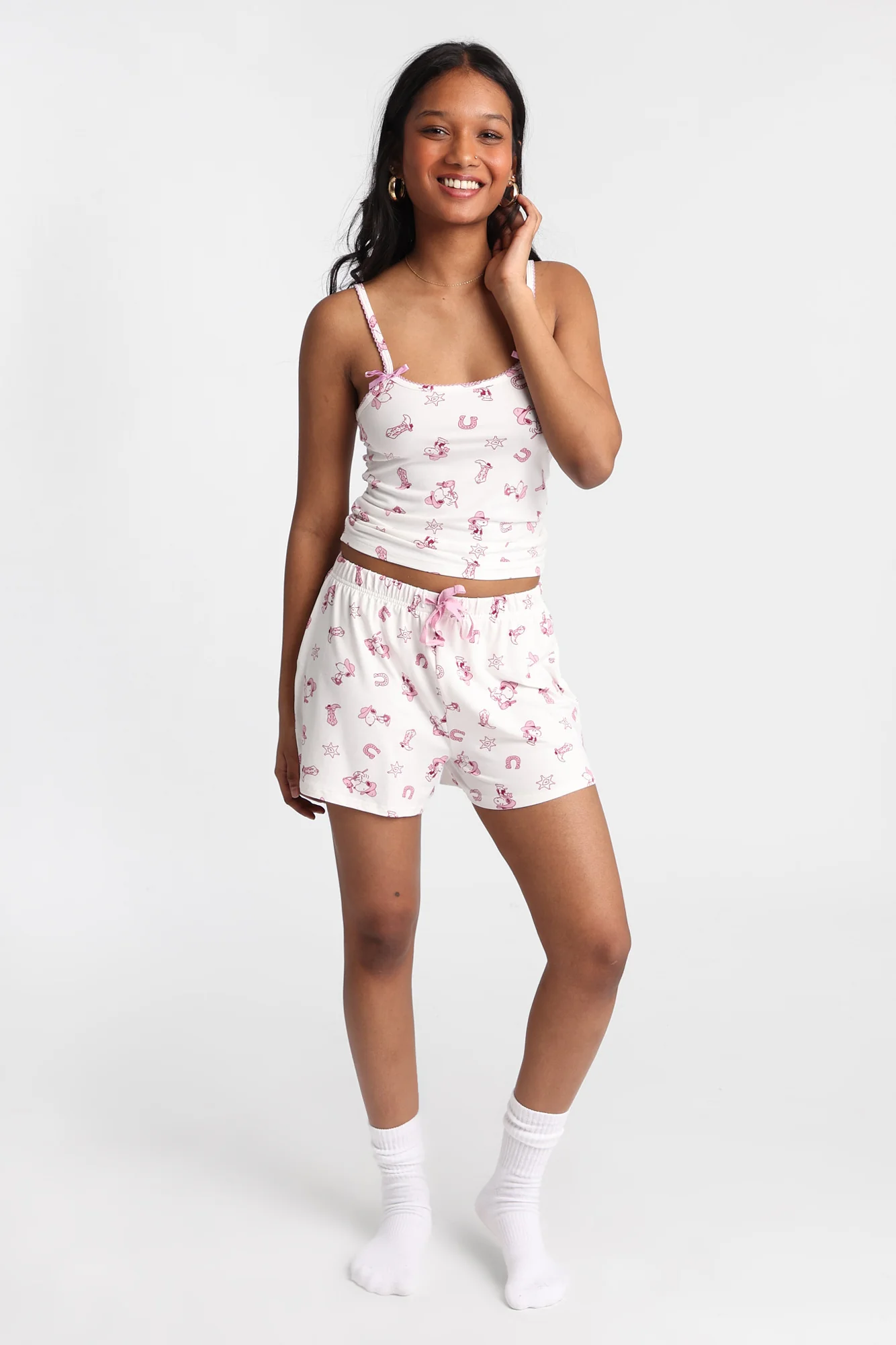 Ensemble camisole et short pyjama imprimé Peanuts Snoopy Western - Image 5