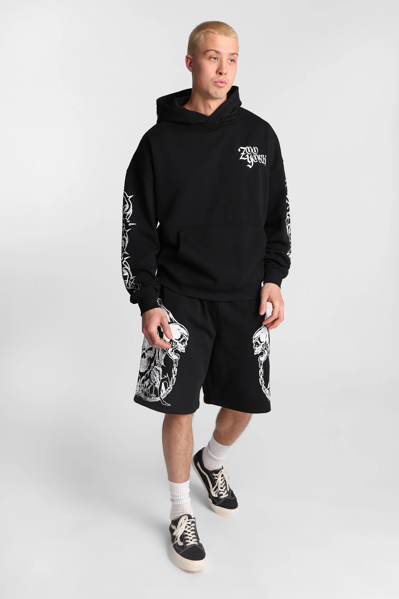 Arsenic Skull Print Fleece Shorts - Image 4