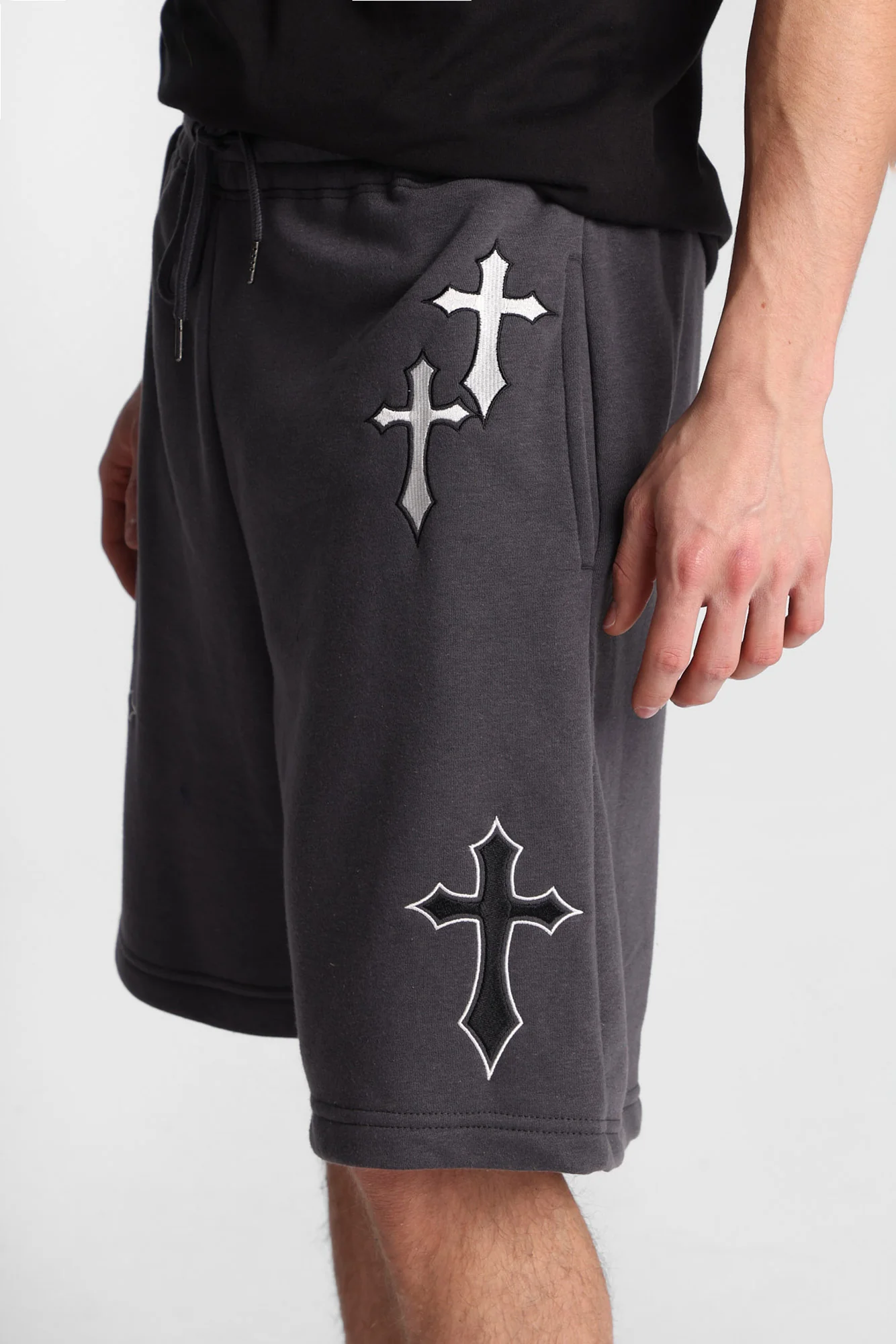 Arsenic Embroidered Cross Fleece Shorts - Image 6