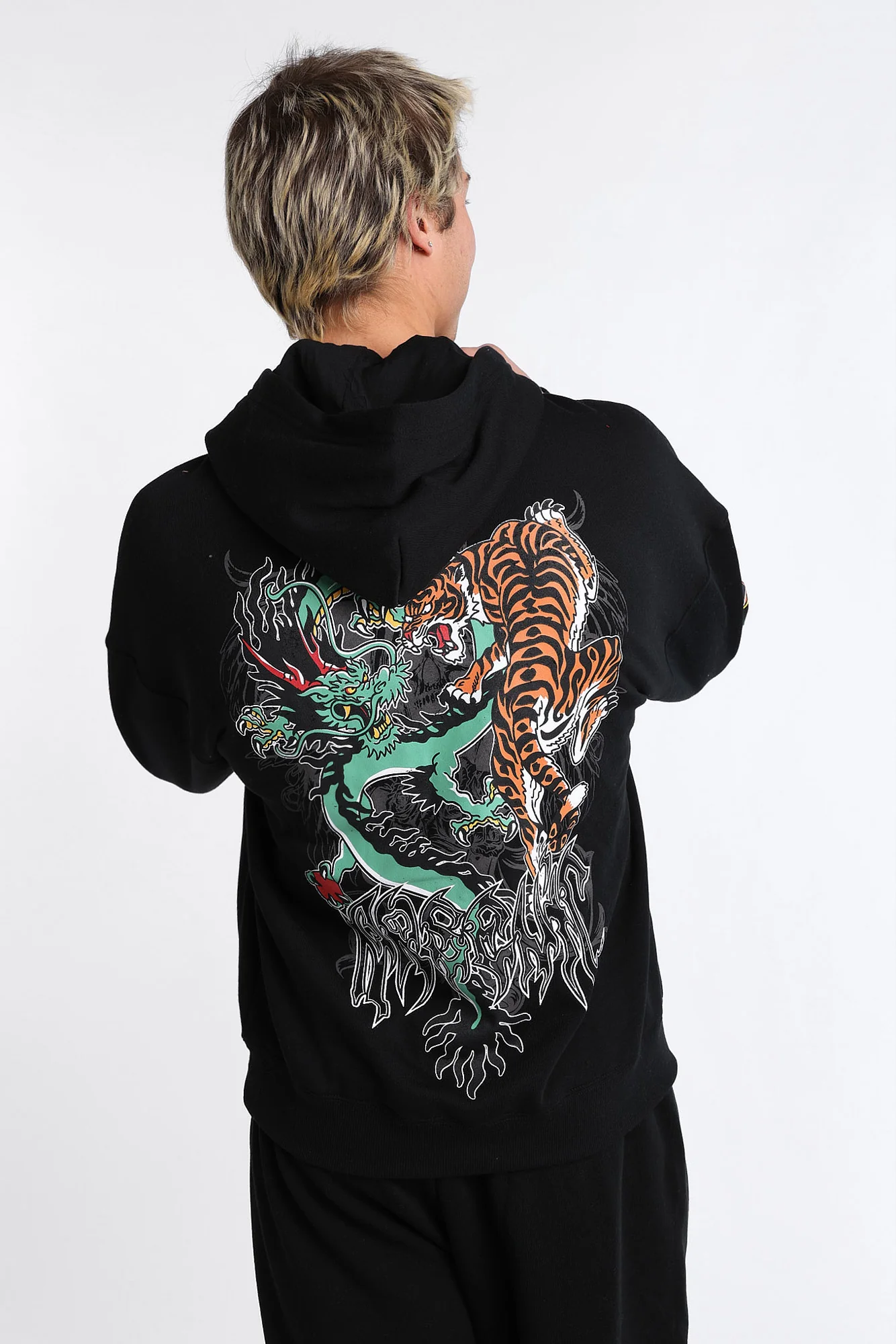 Haut à capuchon imprimé dragon et tigre Arsenic - Image 4