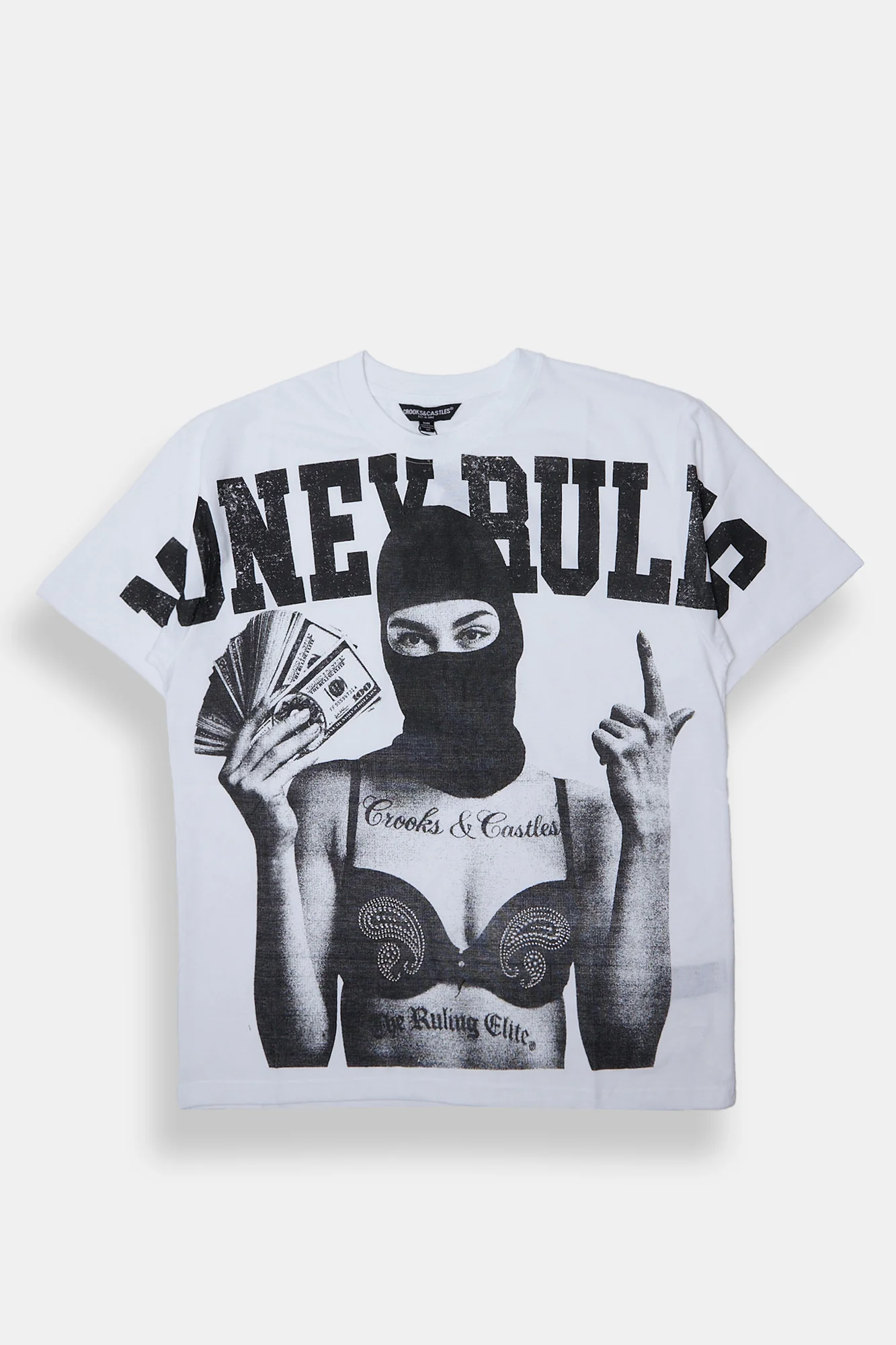 Mens Crooks & Castles Money Rules Vintage Tee - Image 2