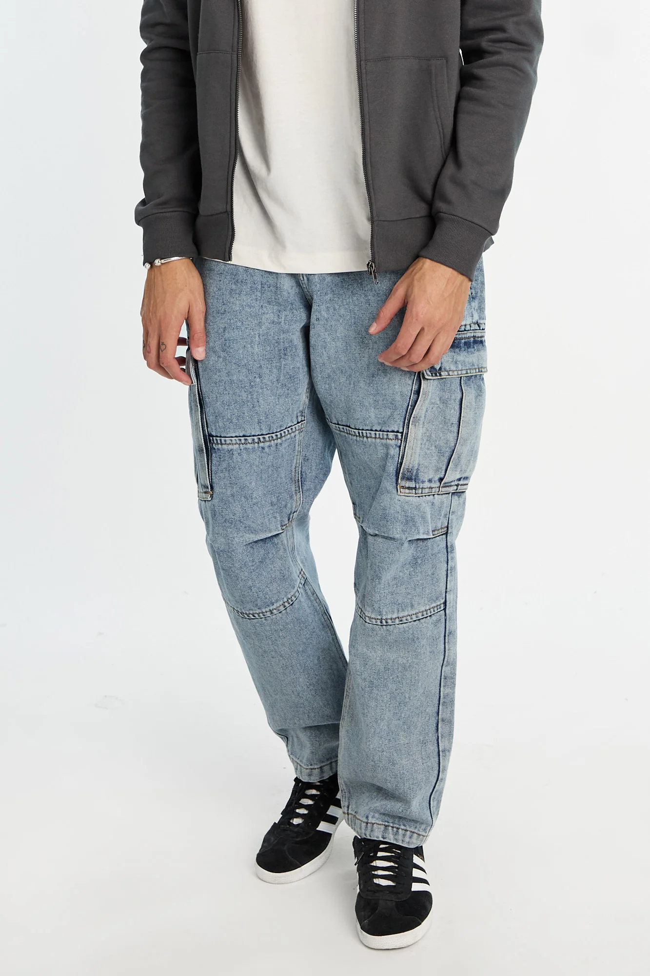Jean cargo délavé clair homme