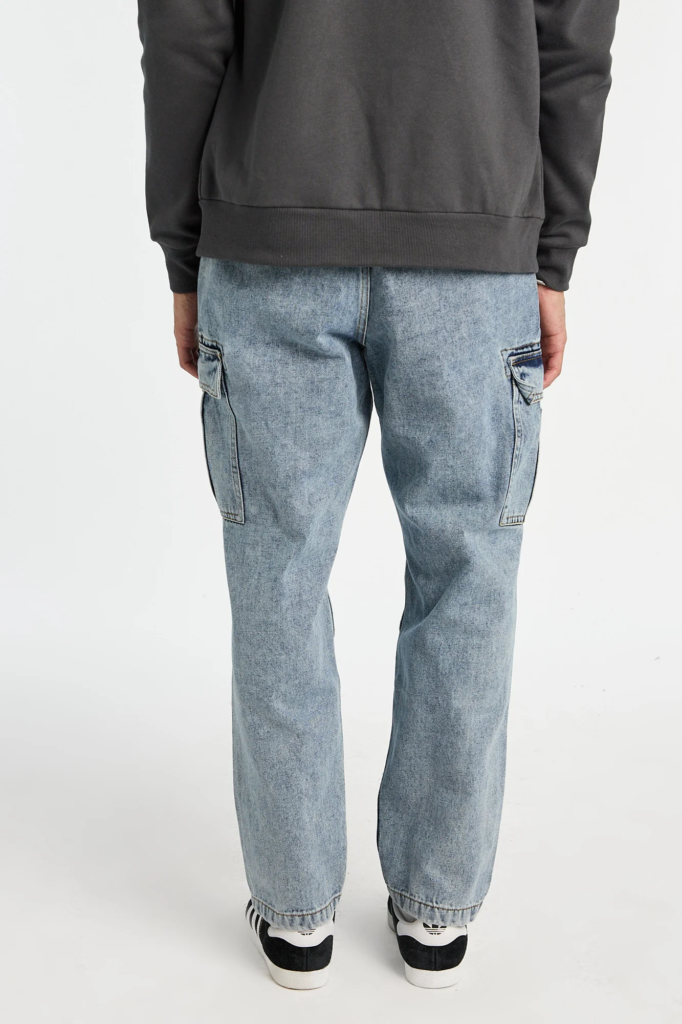 Mens Light Stonewash Cargo Jeans - Image 4