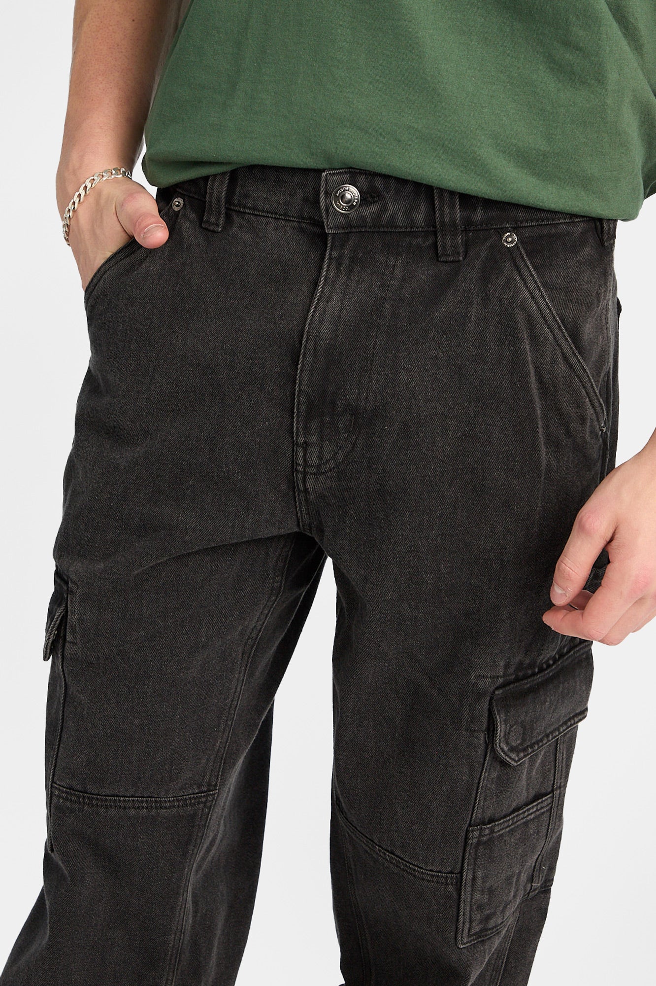 Jean cargo style charpentier délavé noir - Image 2