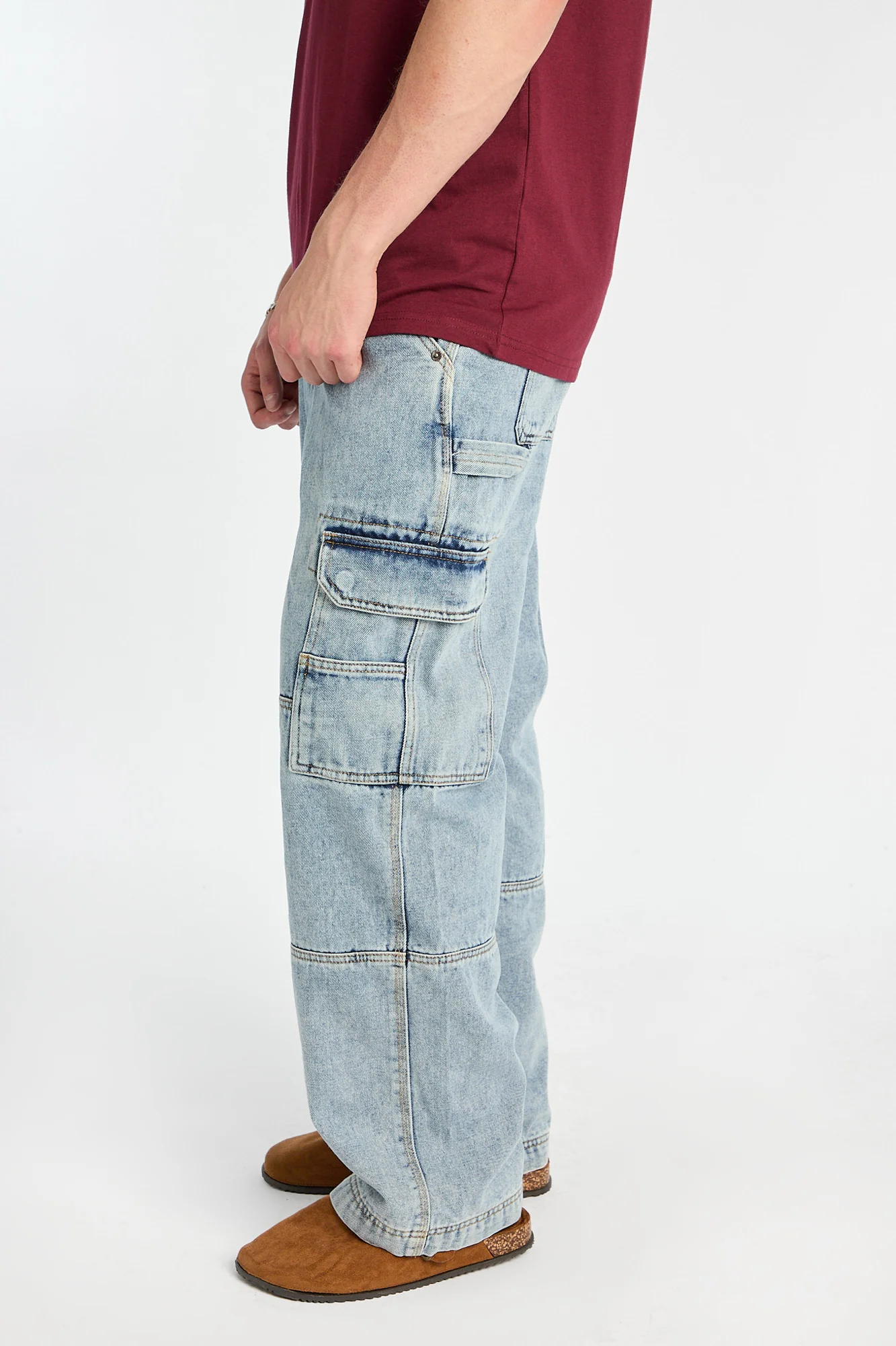 Jean cargo style charpentier délavé clair - Image 5