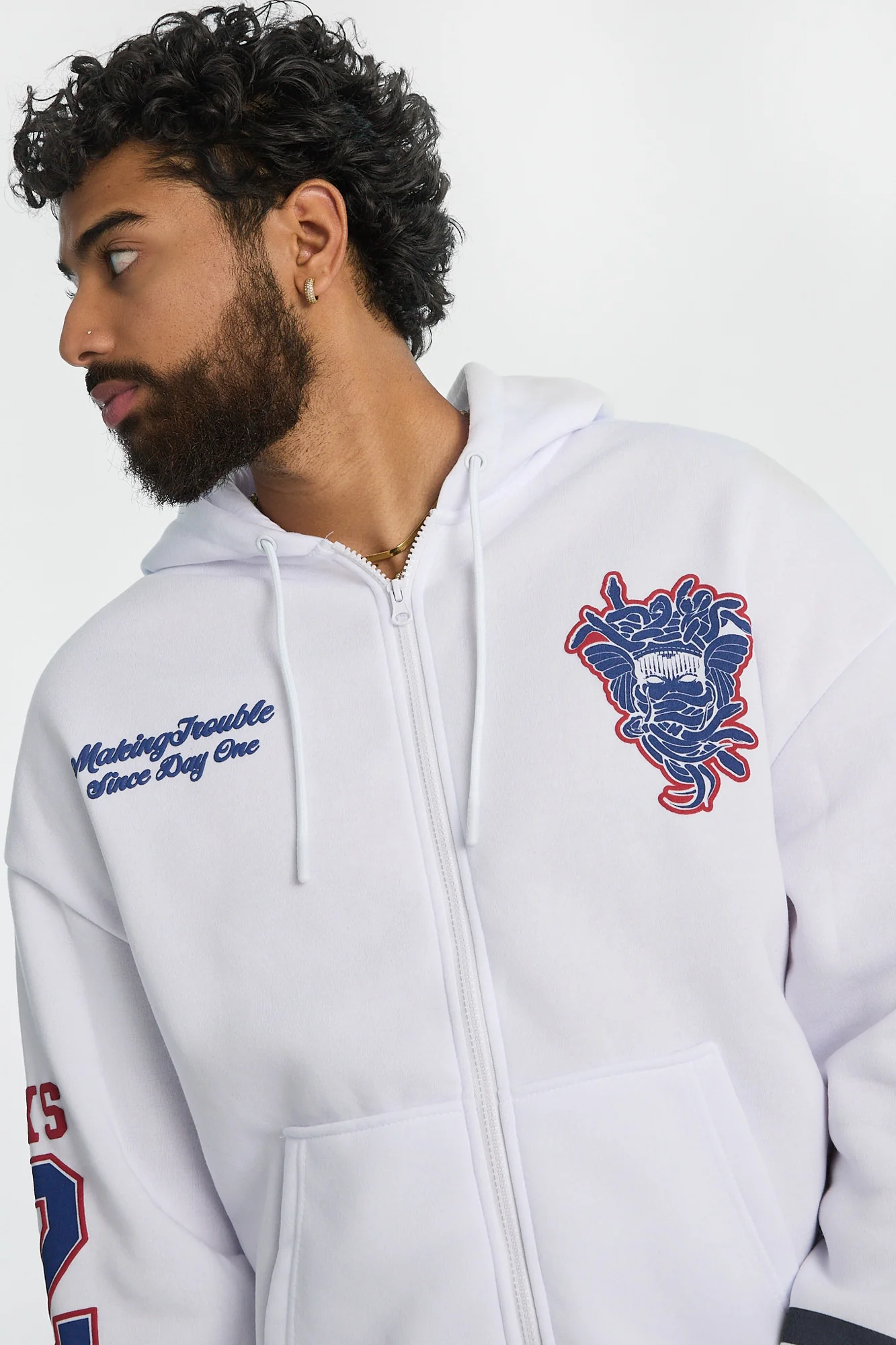 Haut à capuchon zippé imprimé hockey Crooks & Castles homme - Image 3