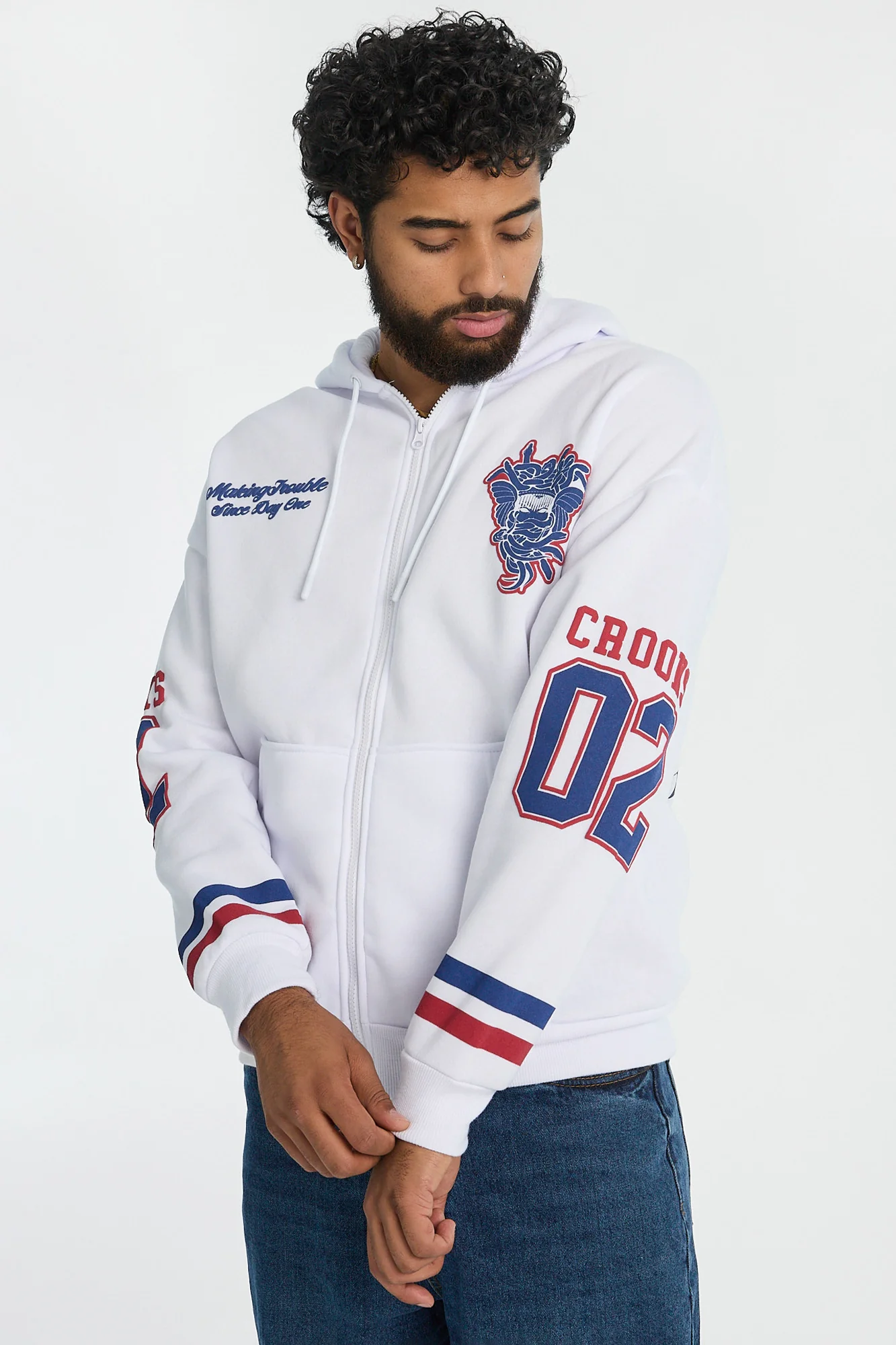 Haut à capuchon zippé imprimé hockey Crooks & Castles homme - Image 5