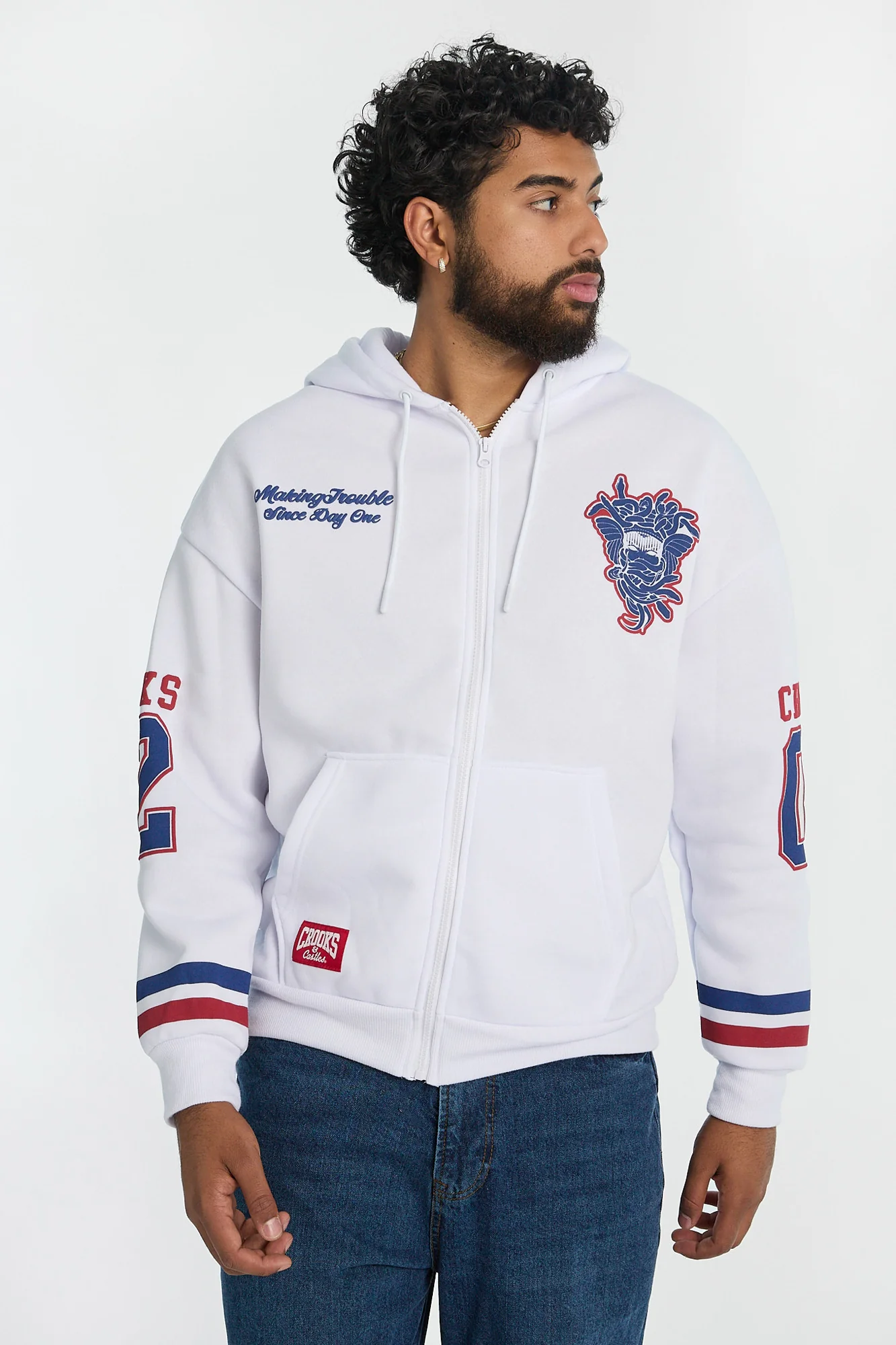 Mens Crooks & Castles Hockey Zip-Up Hoodie - Image 2