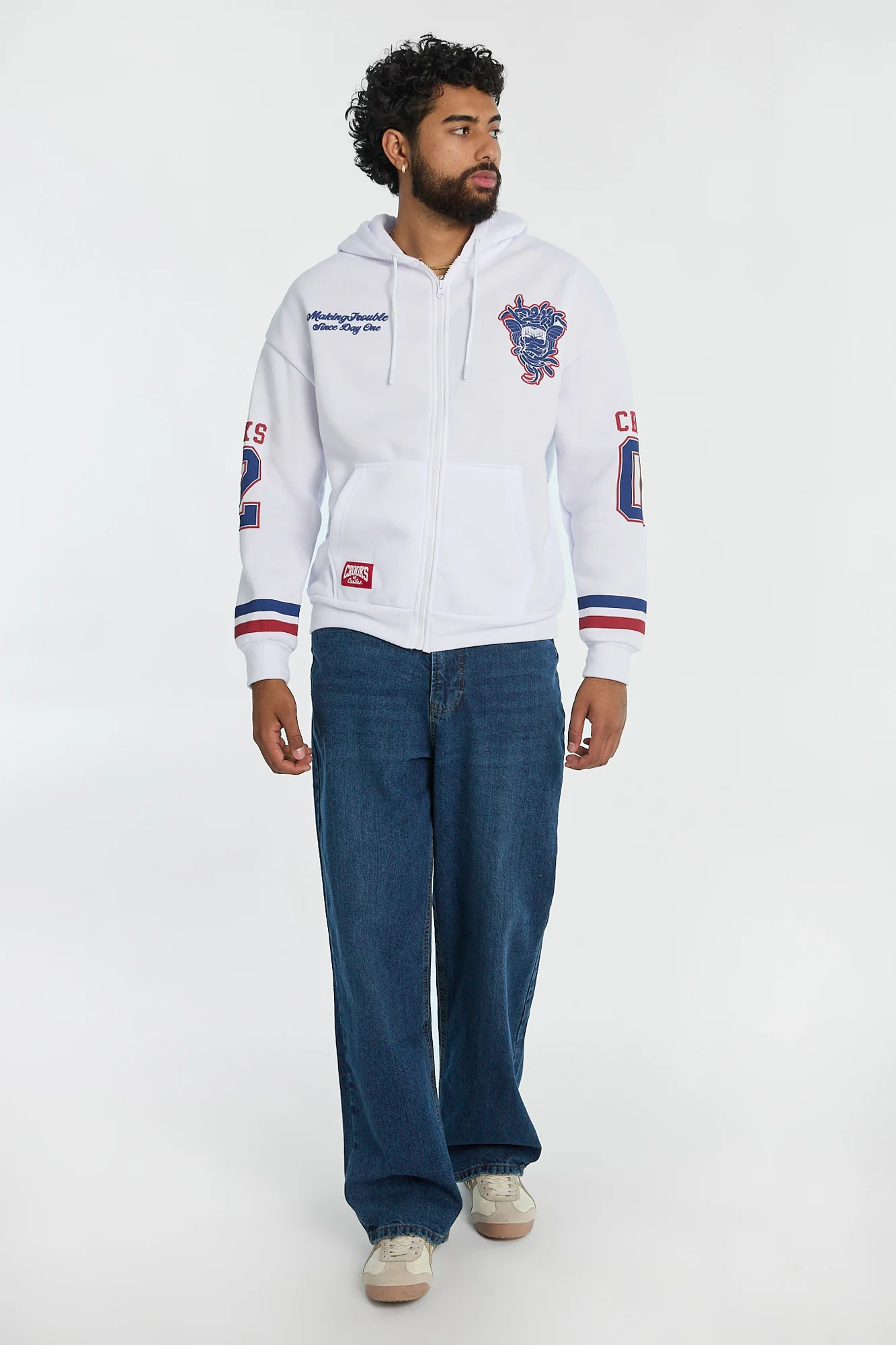 Mens Crooks & Castles Hockey Zip-Up Hoodie - Image 4