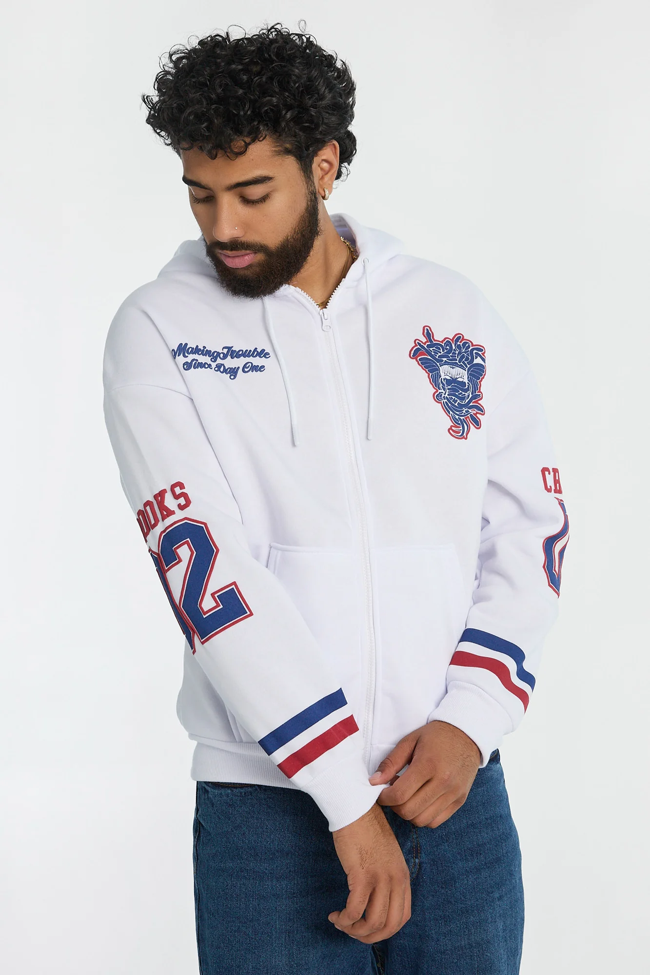 Mens Crooks & Castles Hockey Zip-Up Hoodie - Image 6