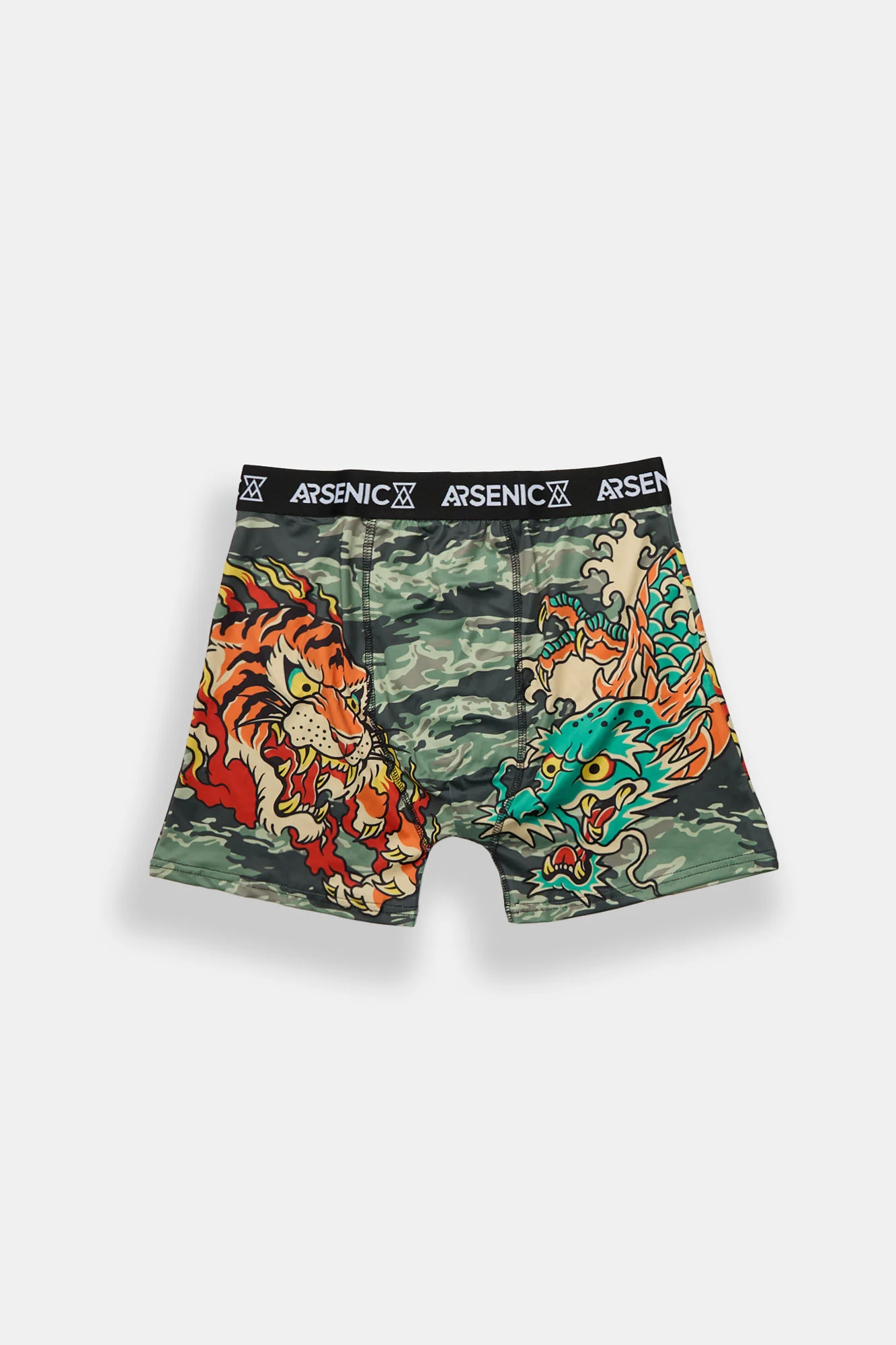 Caleçon boxeur camouflage imprimé dragon et tigre Arsenic