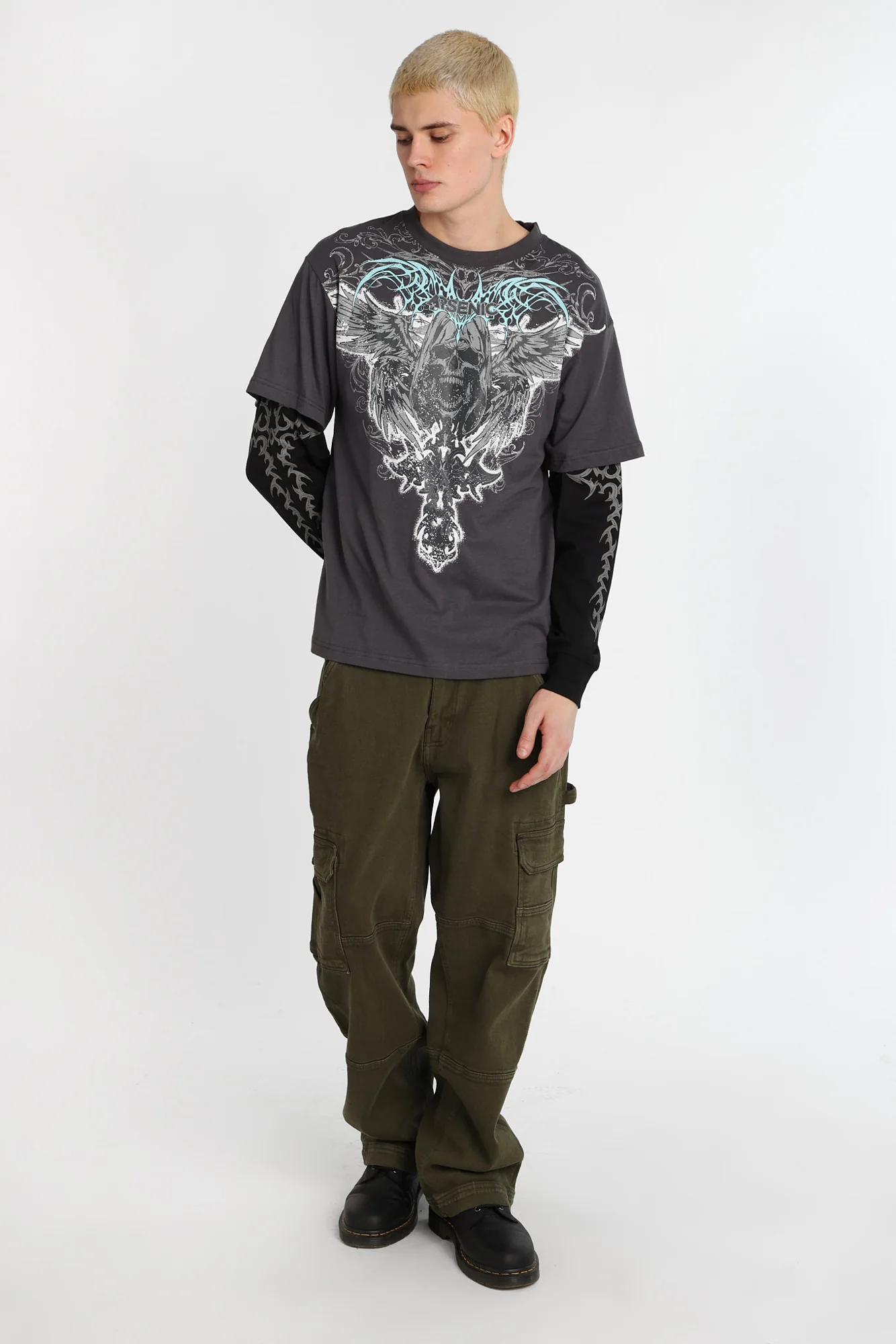 Arsenic Skull Graphic Long Sleeve 2-Fer Tee - Image 6