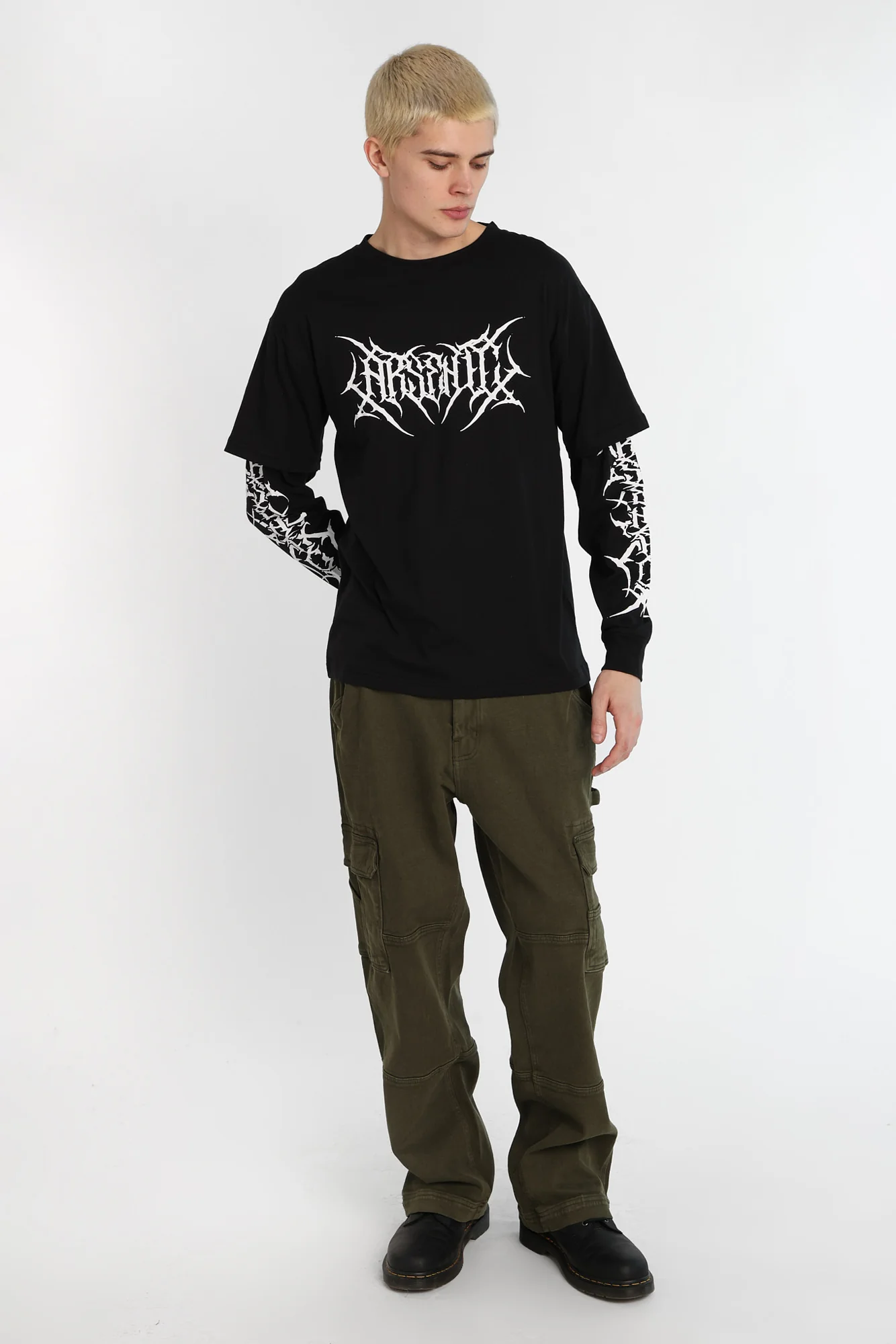 Arsenic Gothic Logo Long Sleeve 2-Fer Tee - Image 5