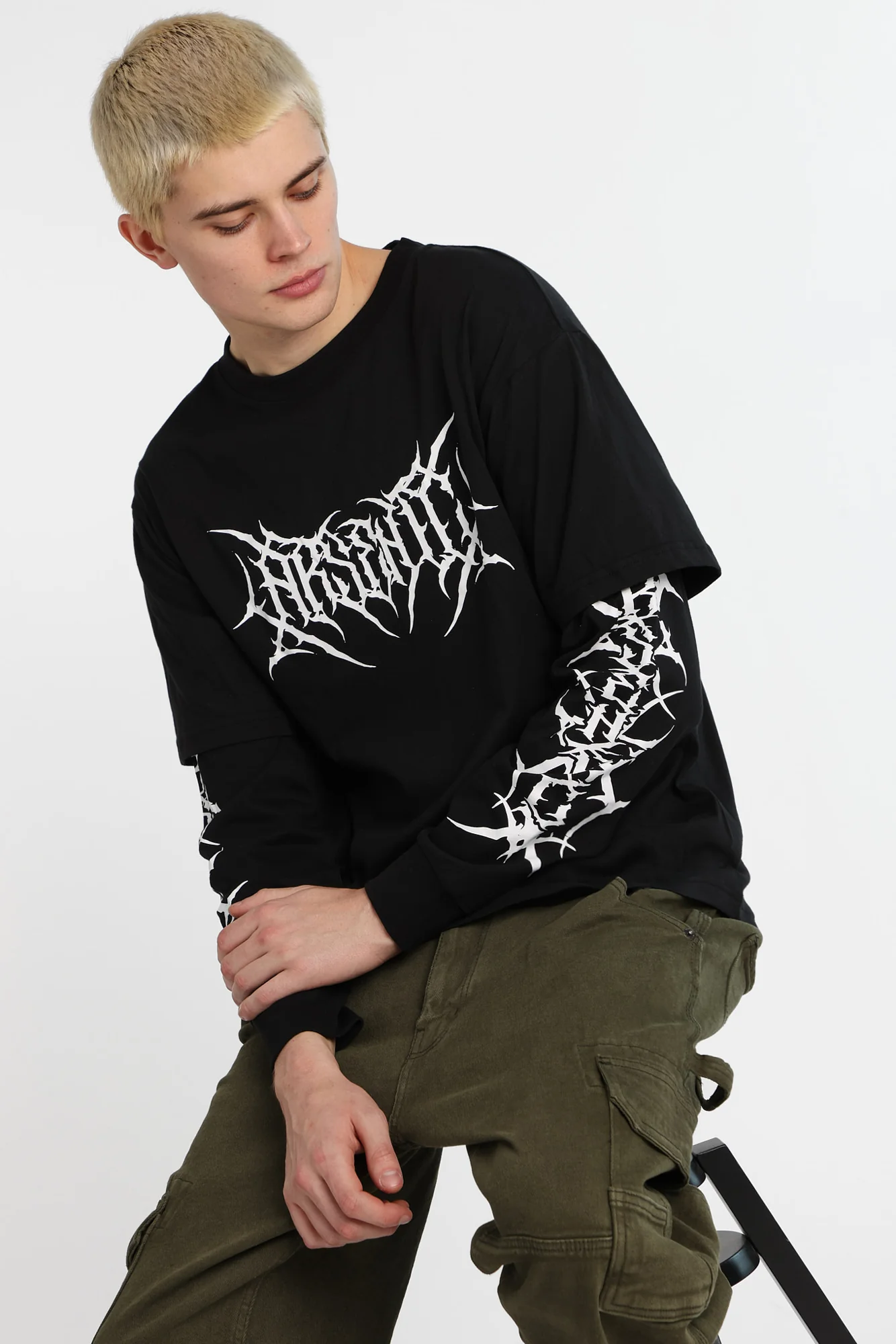 Arsenic Gothic Logo Long Sleeve 2-Fer Tee - Image 6