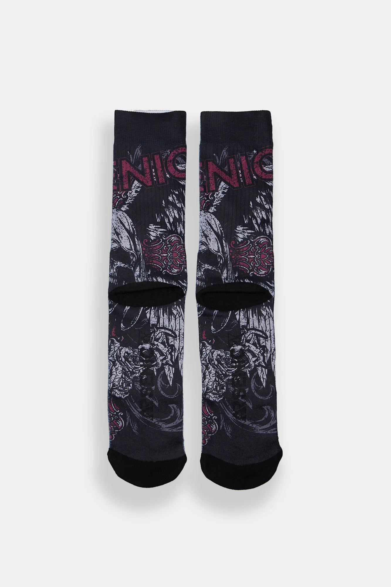Arsenic Red Cross Skull Printed Crew Socks - Image 3