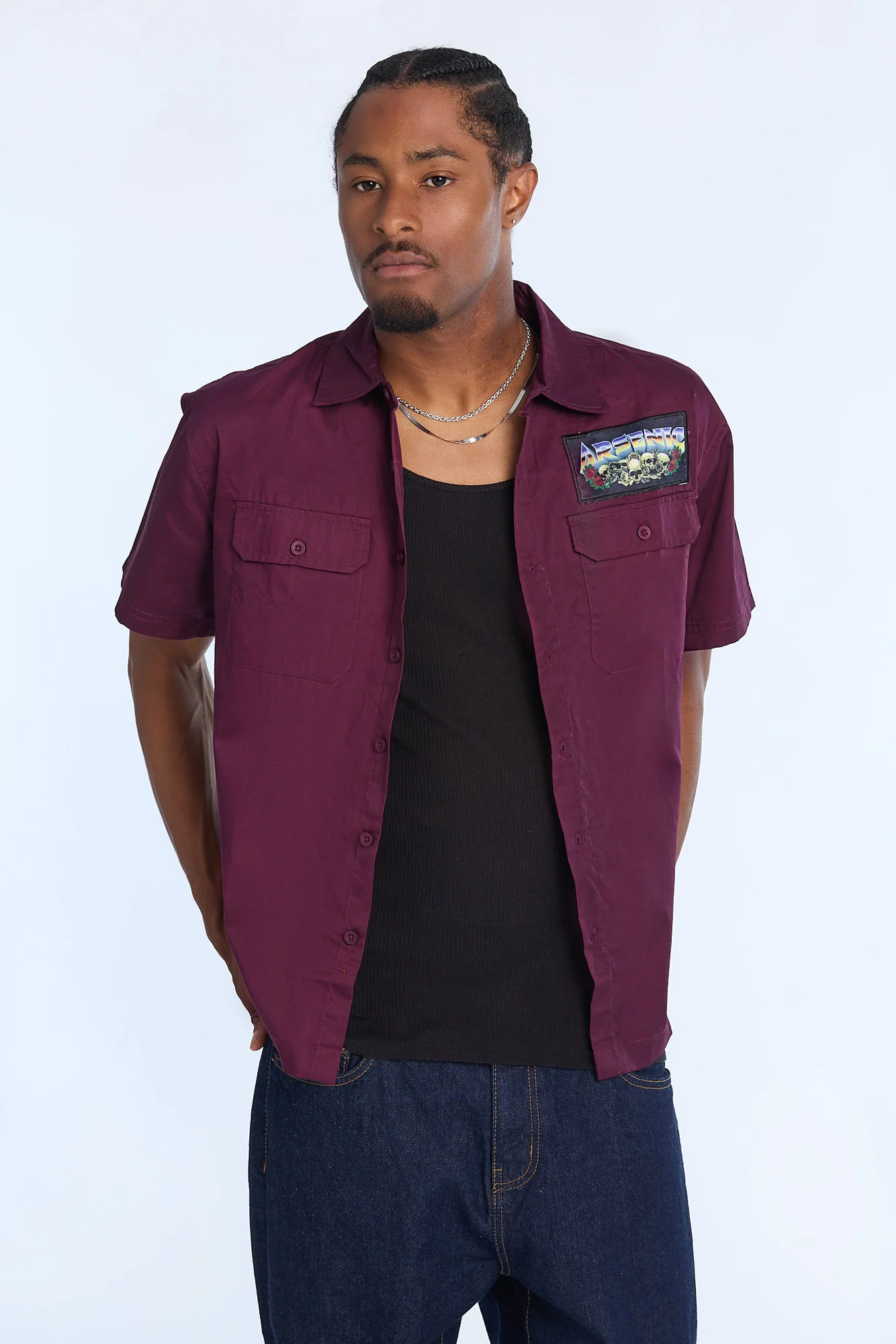 Arsenic Mens Burning Reaper Twill Button-Up - Image 8