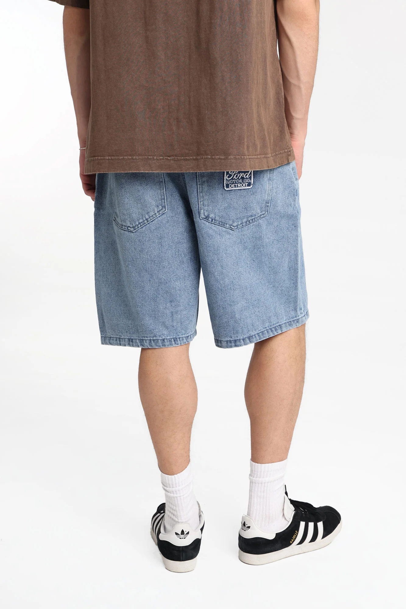 Ford Motor Co. Detroit Embroidered Loose Denim Shorts - Image 4