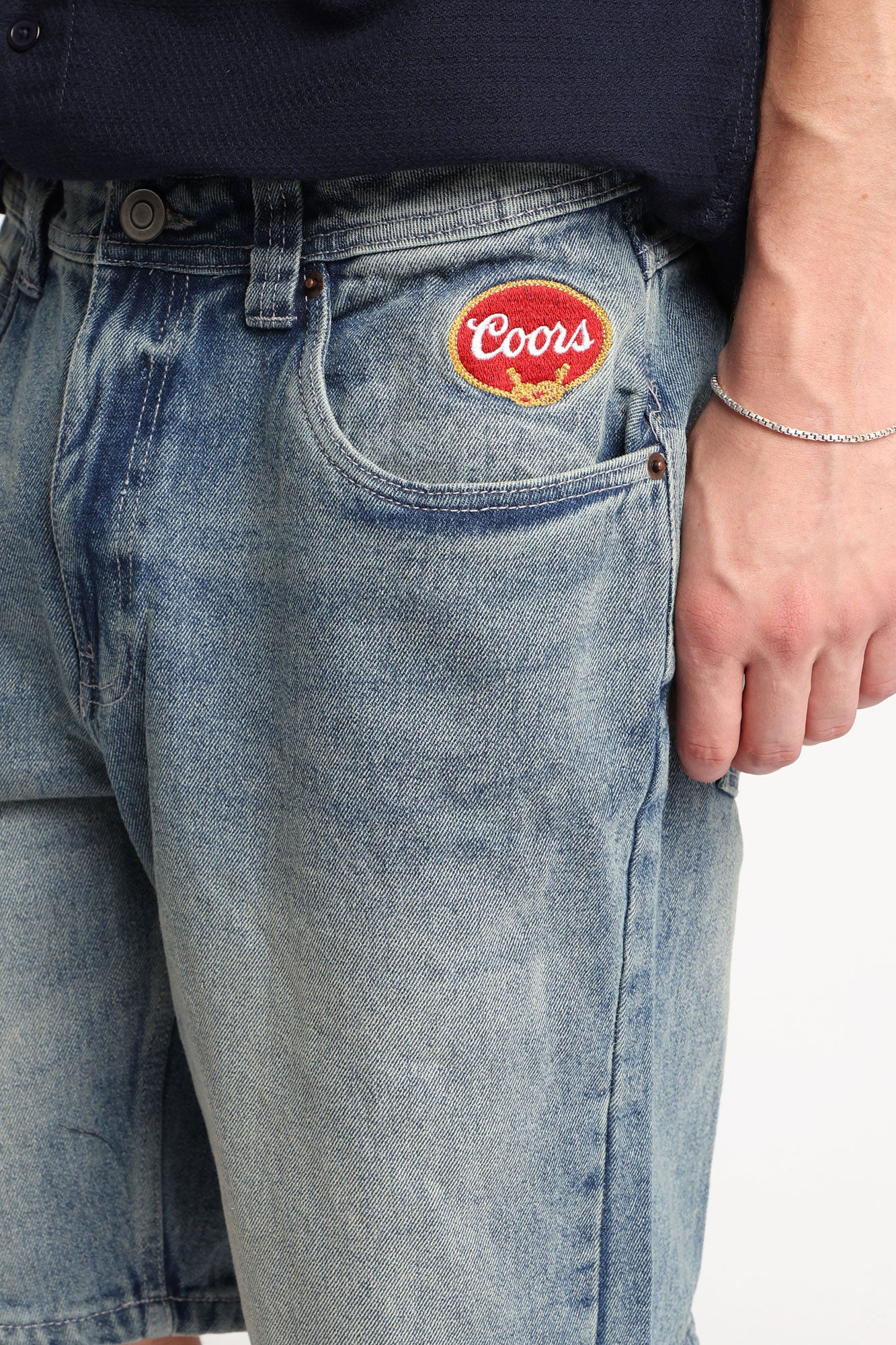Coors Rodeo Embroidered Loose Denim Shorts - Image 2